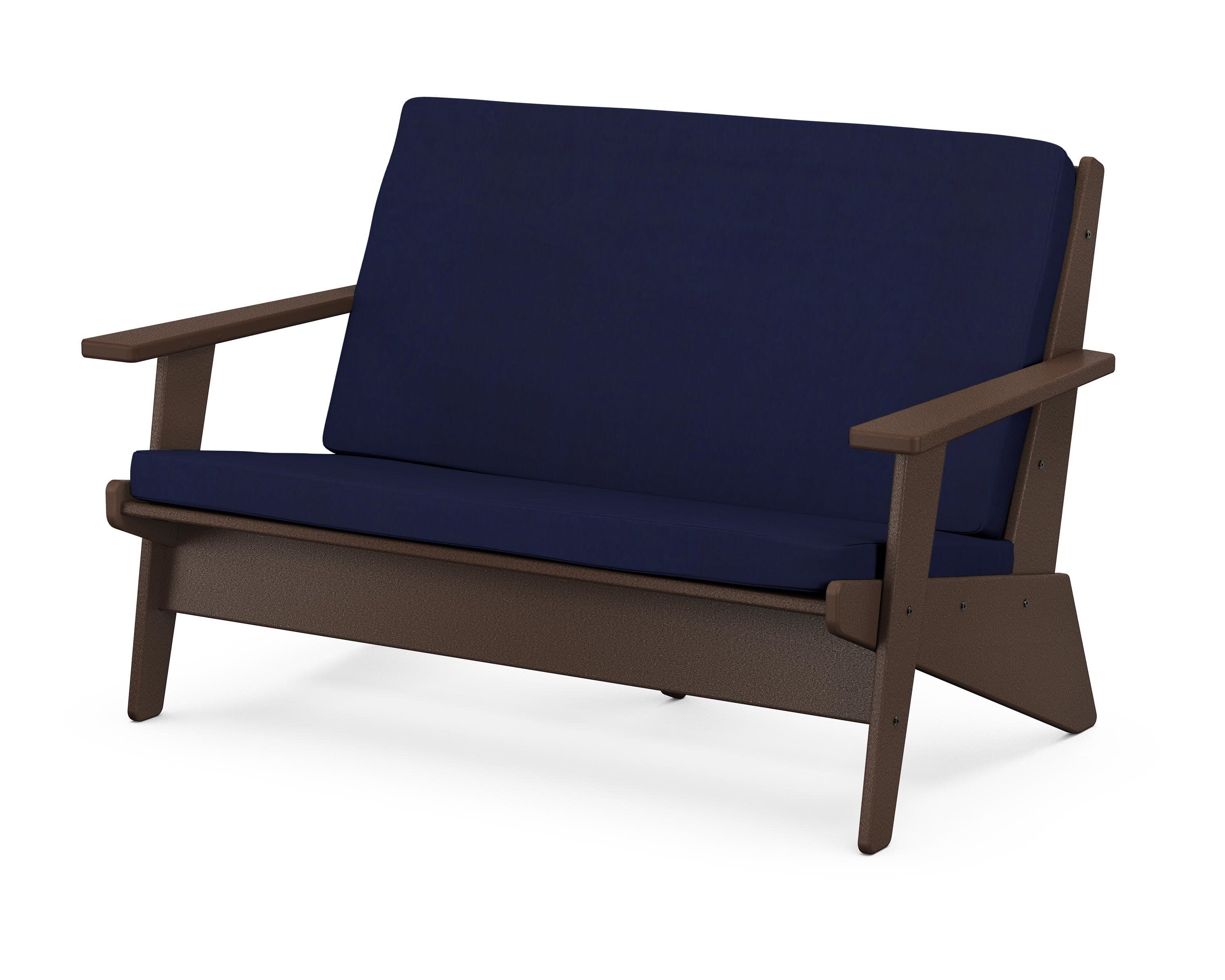 Riviera Modern Lounge Loveseat in Mahogany / Navy