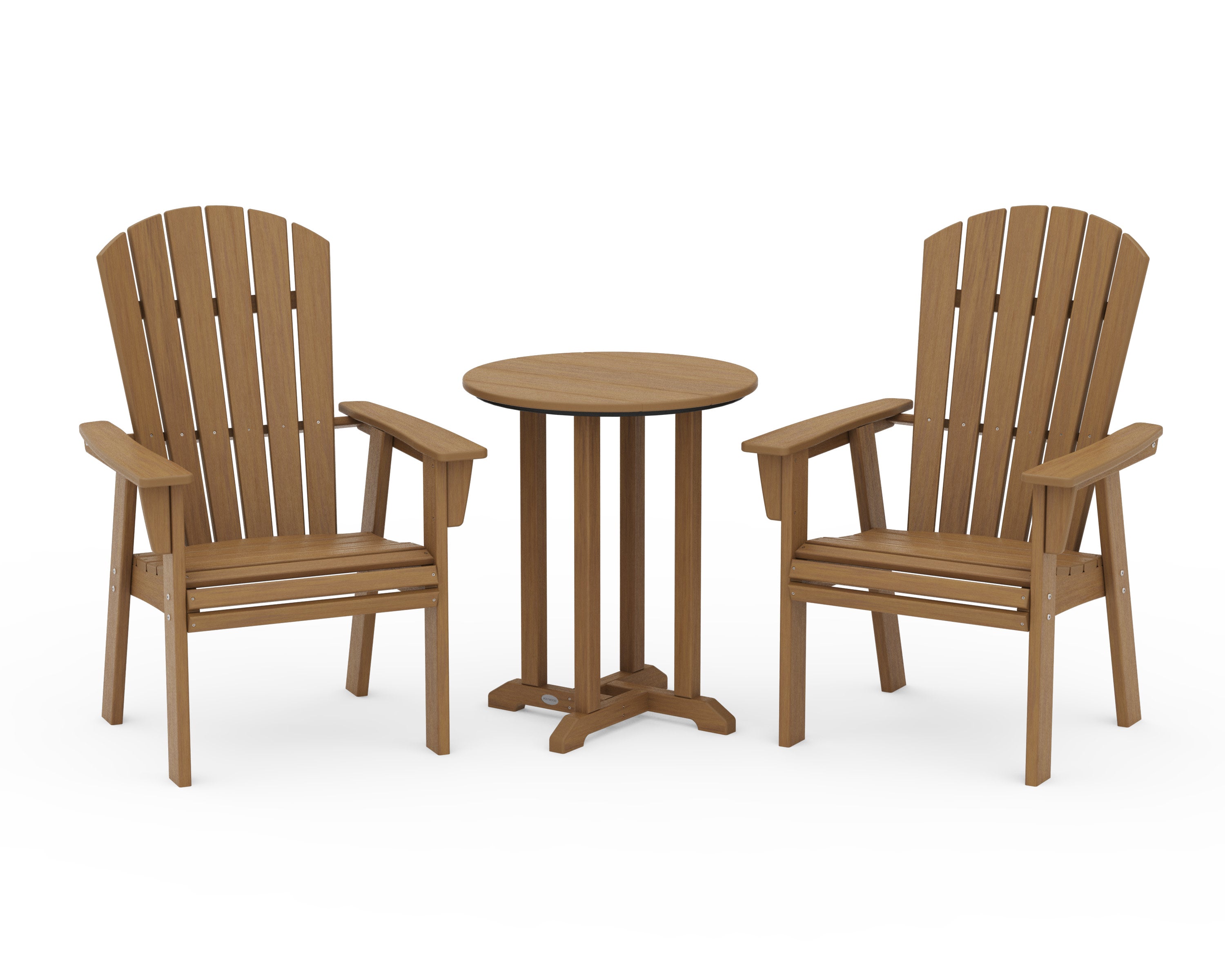 Nautical Adirondack 3-Piece Round Bistro Dining Set in Natural
