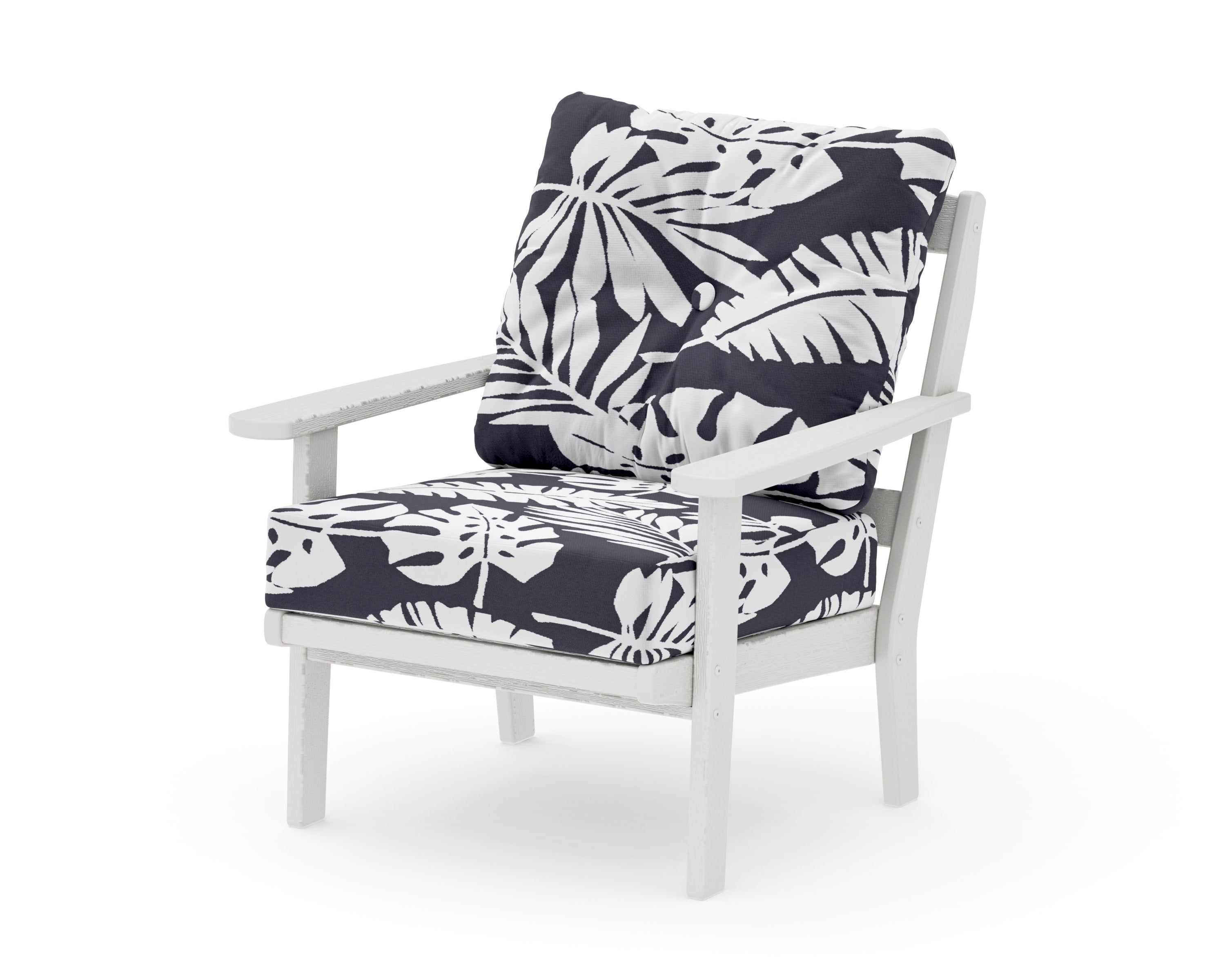 Mission Deep Seating Chair in Vintage White / Leaf Navy