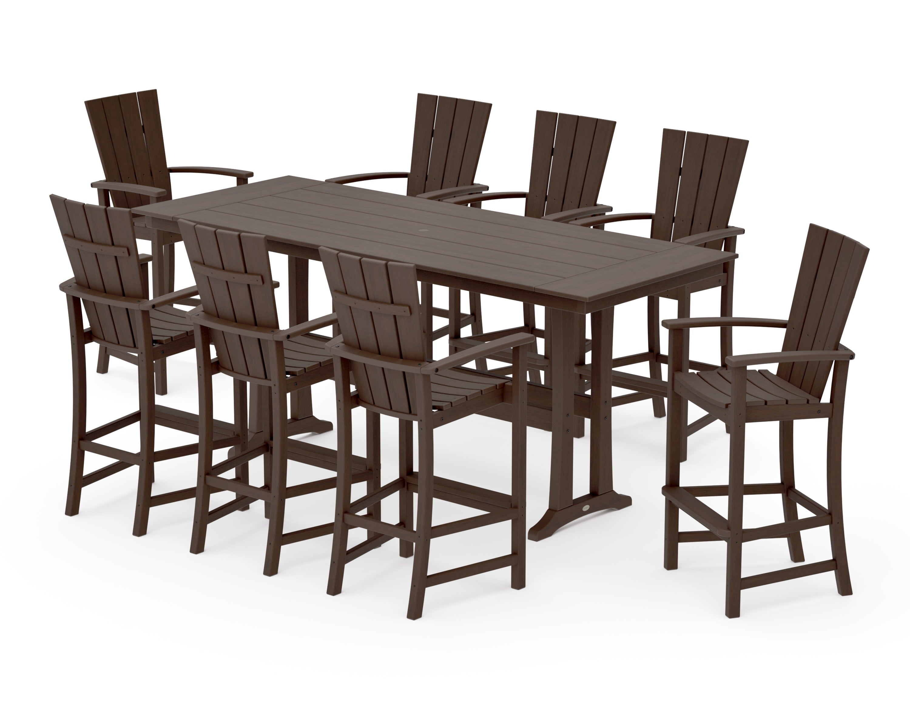 Quattro Adirondack 9-Piece Farmhouse Bar Set with Trestle Legs in Kona