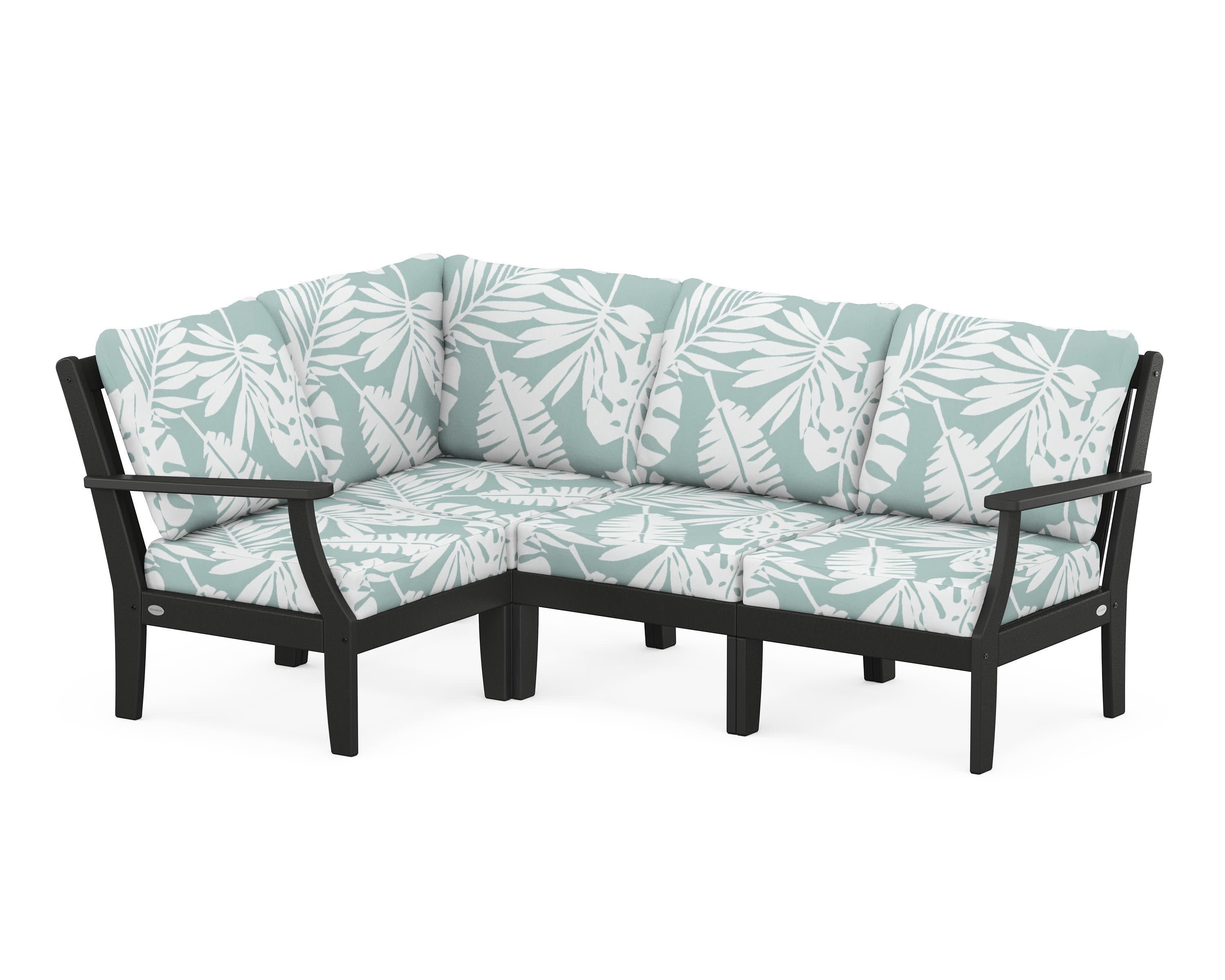 Braxton Modular 4-Piece Deep Seating Set in Black / Leaf Glacier Spa