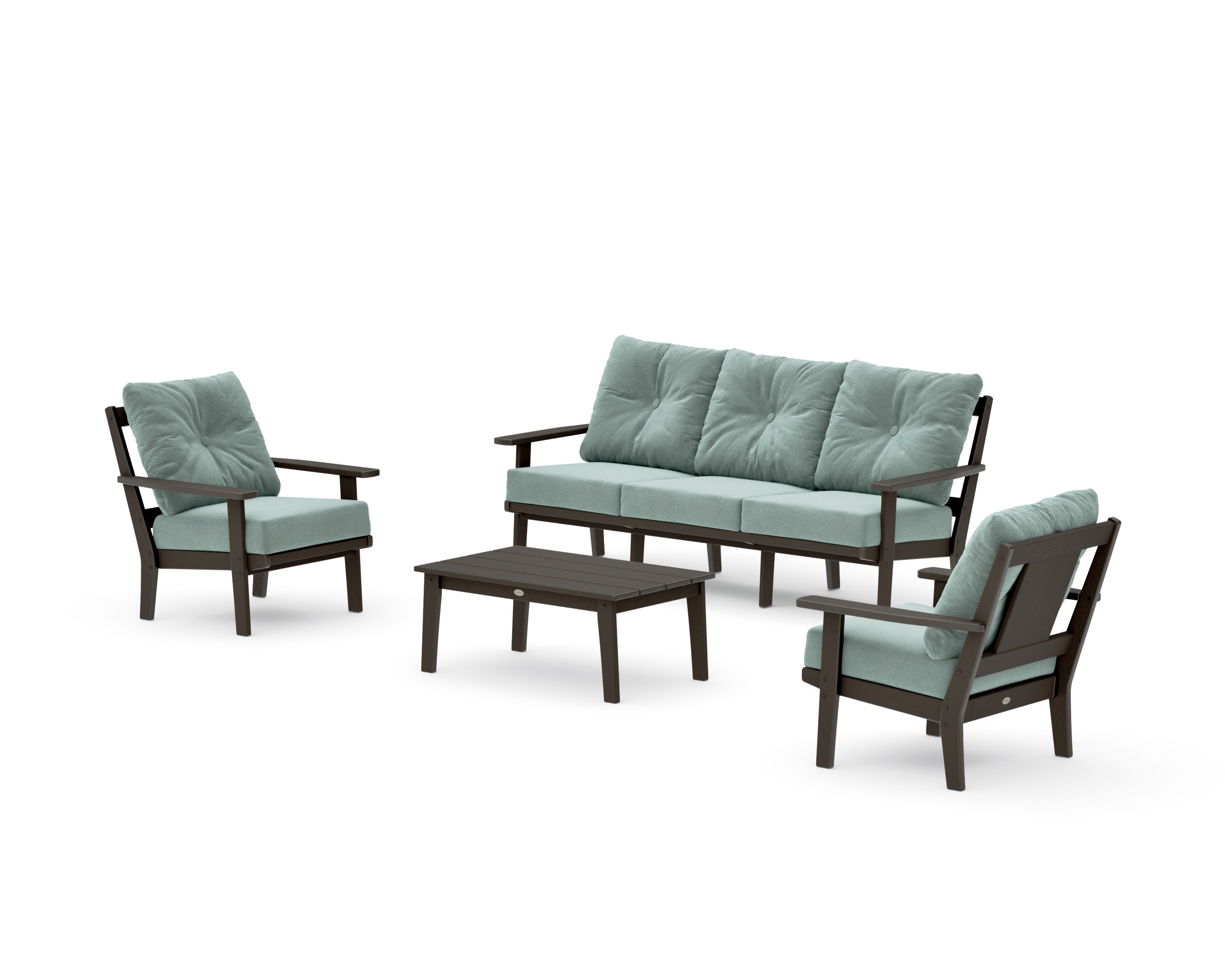 Prairie 4-Piece Deep Seating Set with Sofa in Vintage Coffee / Glacier Spa