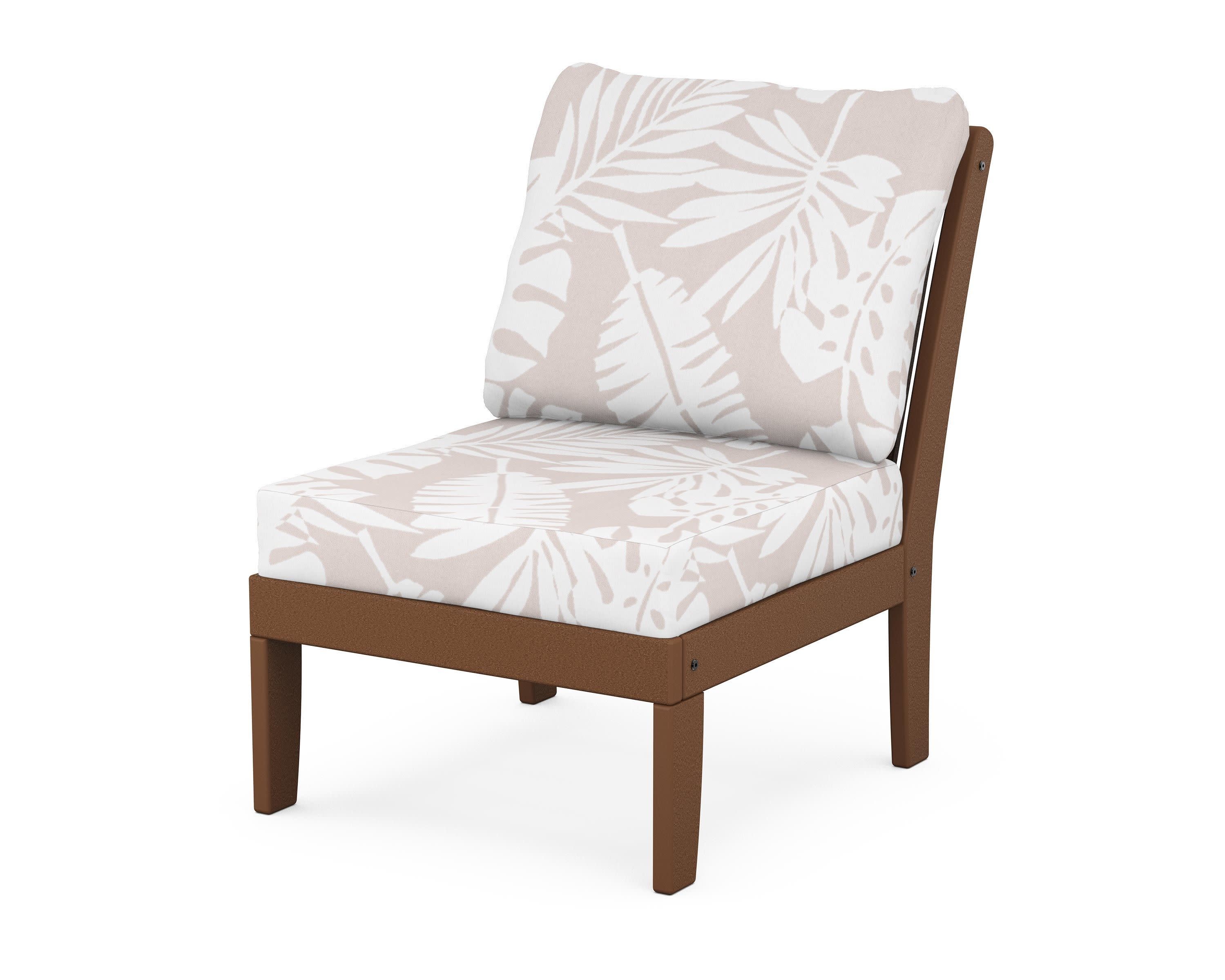 Braxton Modular Armless Chair in Teak / Leaf Dune Burlap