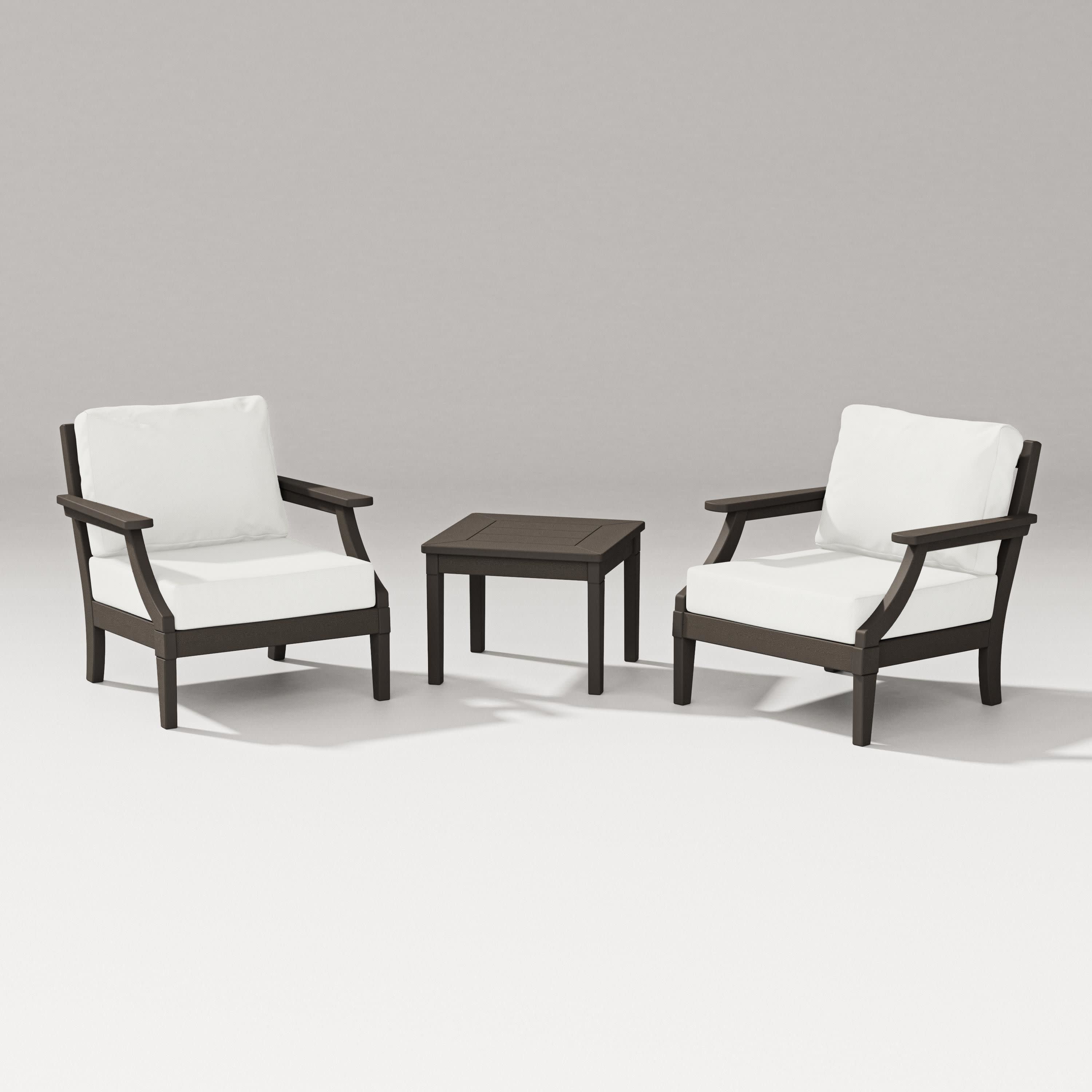 Estate 3-Piece Lounge Chair Set in Vintage Coffee / Natural Linen