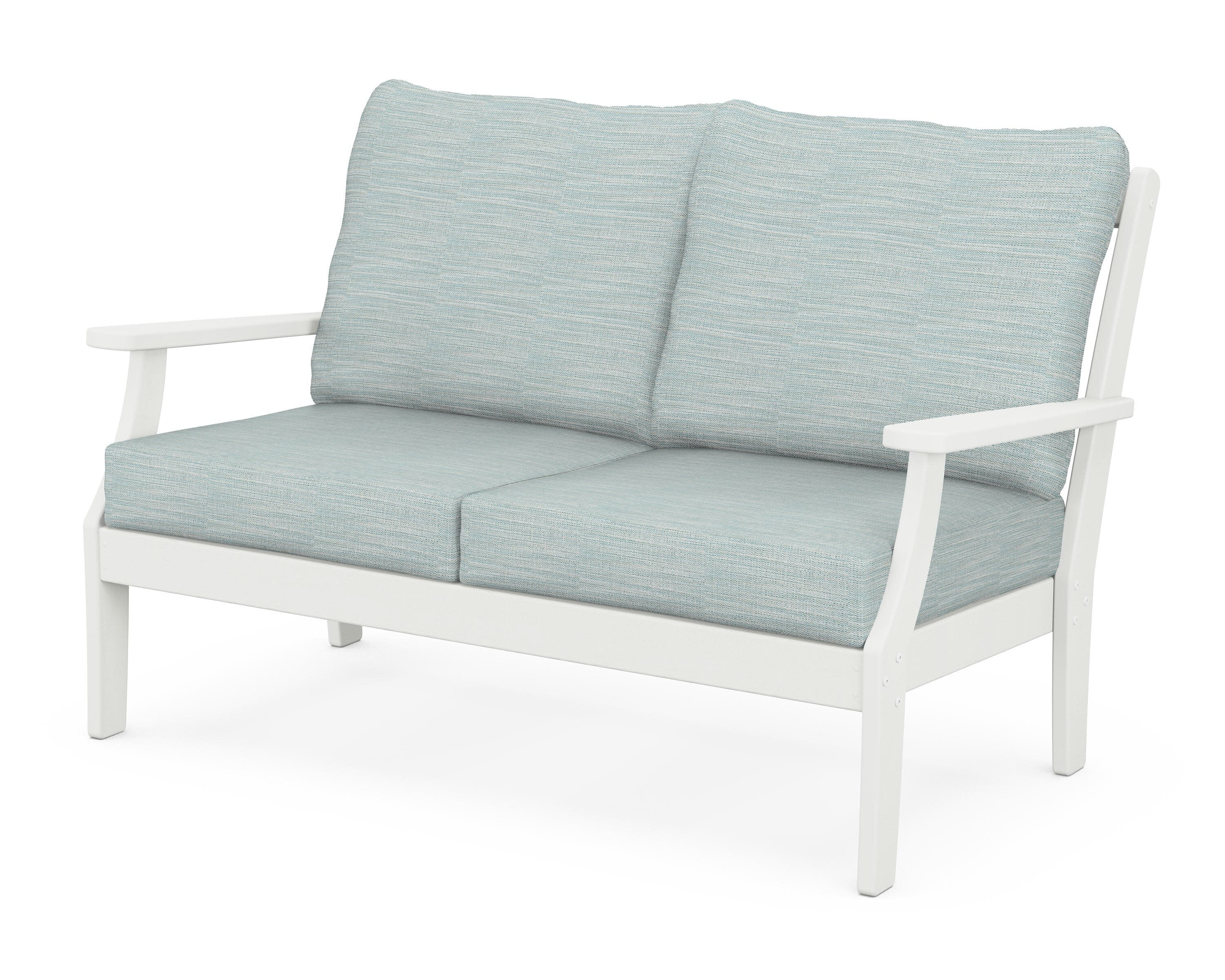 Braxton Deep Seating Loveseat in Vintage White / Soothe Mist