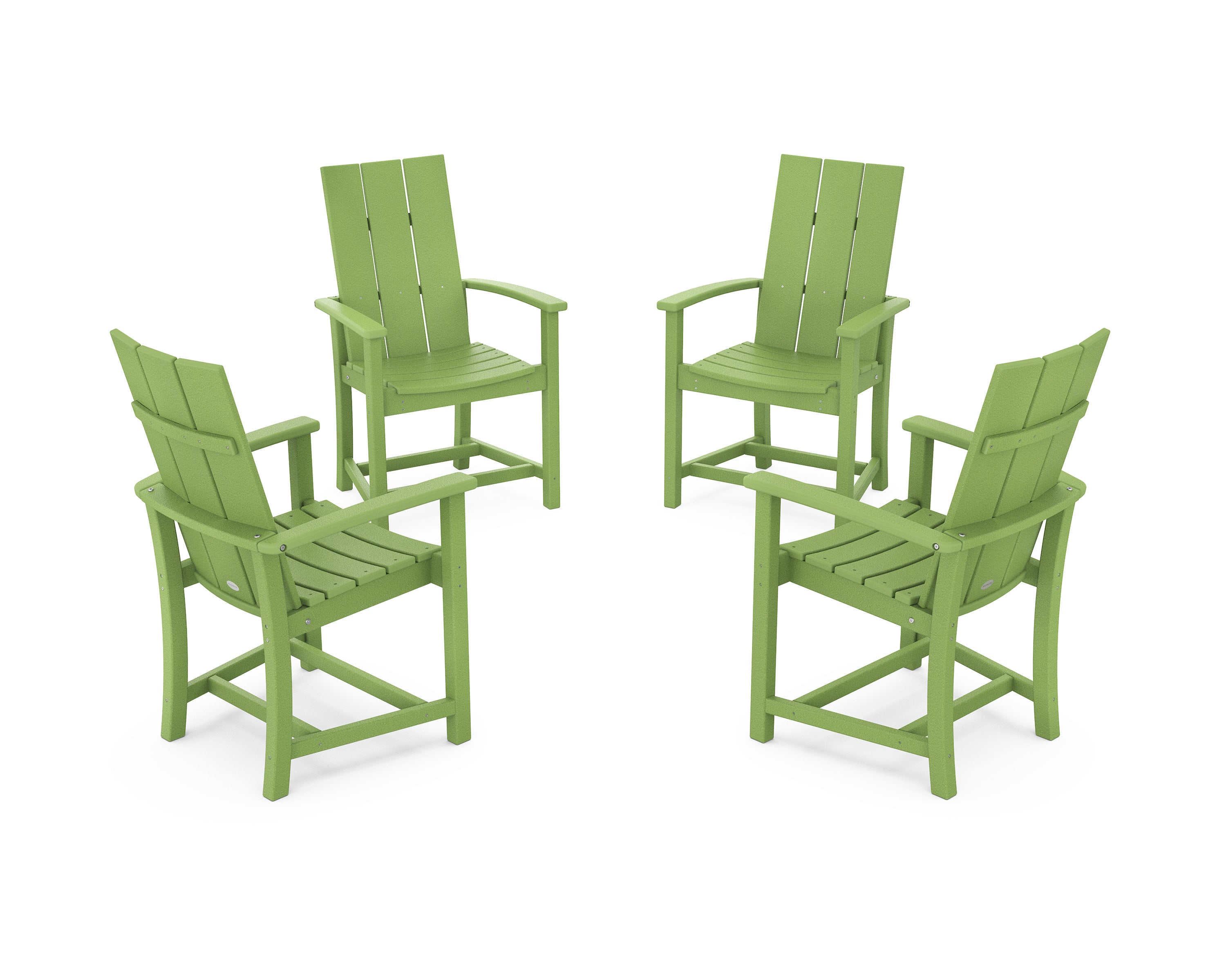 Modern 4-Piece Upright Adirondack Conversation Set in Lime