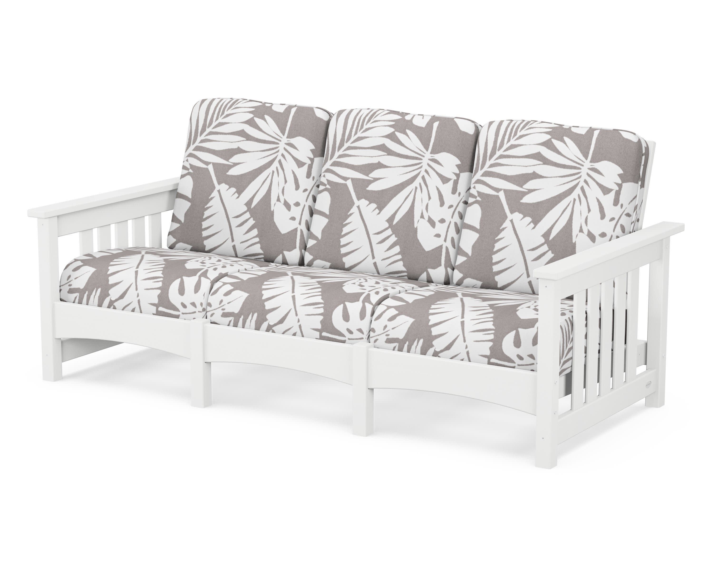 Club Mission Sofa in White / Leaf Grey Mist
