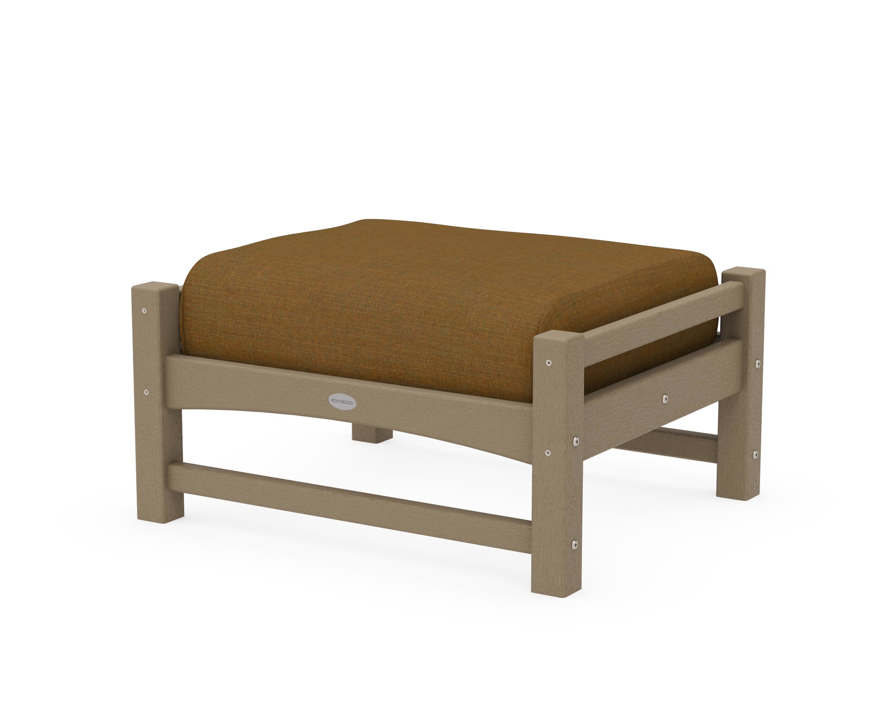 Club Ottoman in Vintage Sahara / Exhale Teak