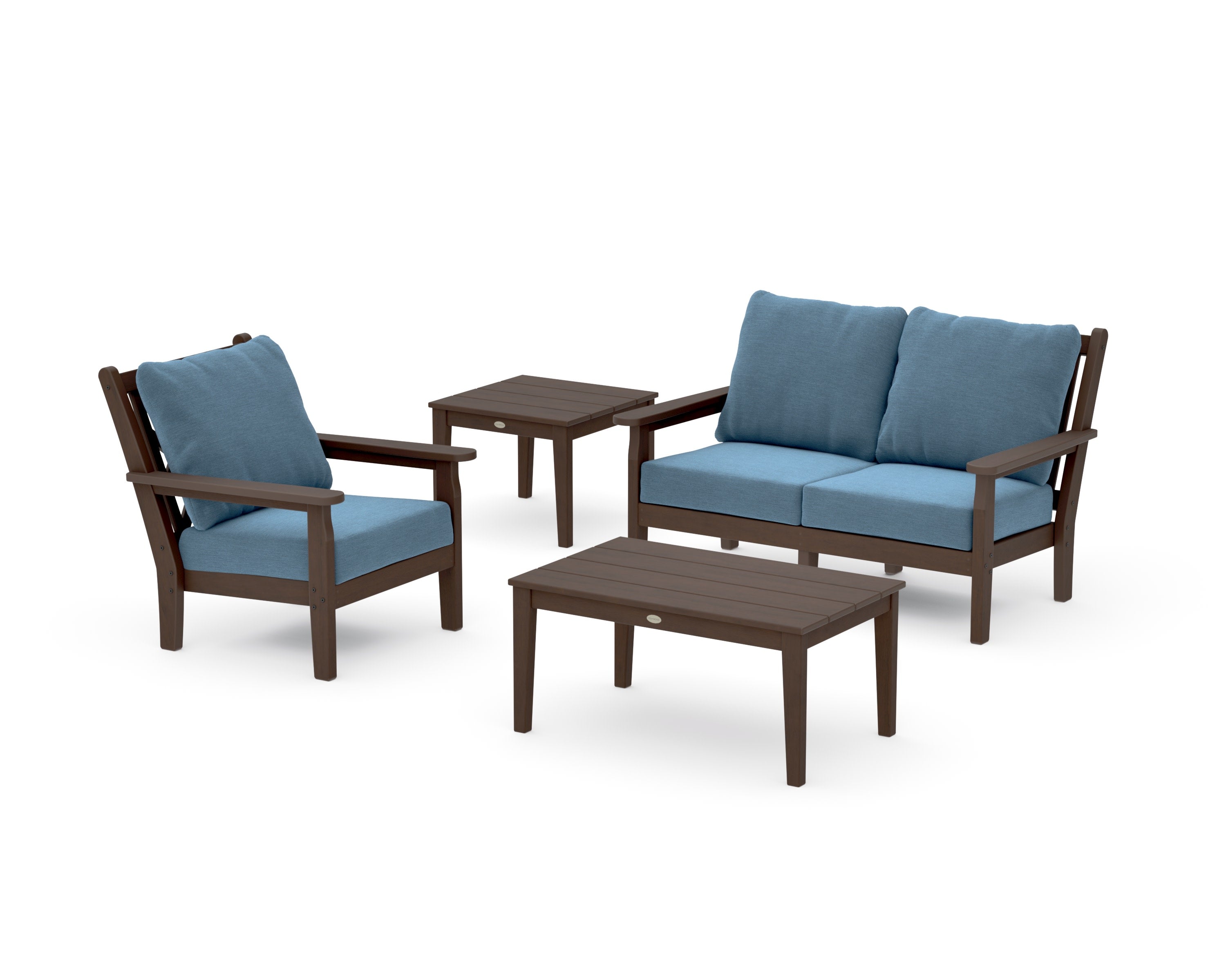 Chippendale 4-Piece Deep Seating Set in Kona / Sky Blue