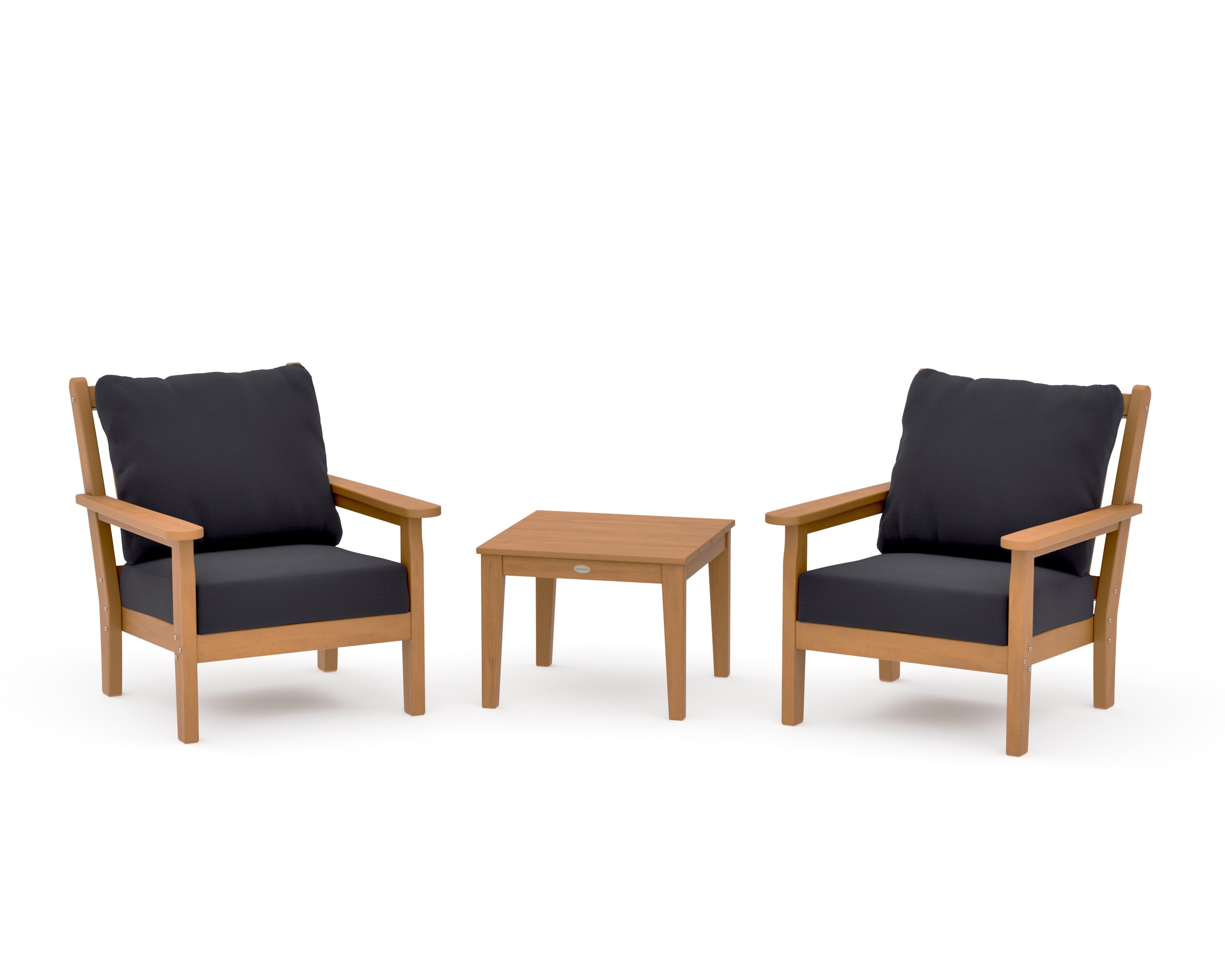 Chippendale 3-Piece Deep Seating Set in Natural / Midnight Linen