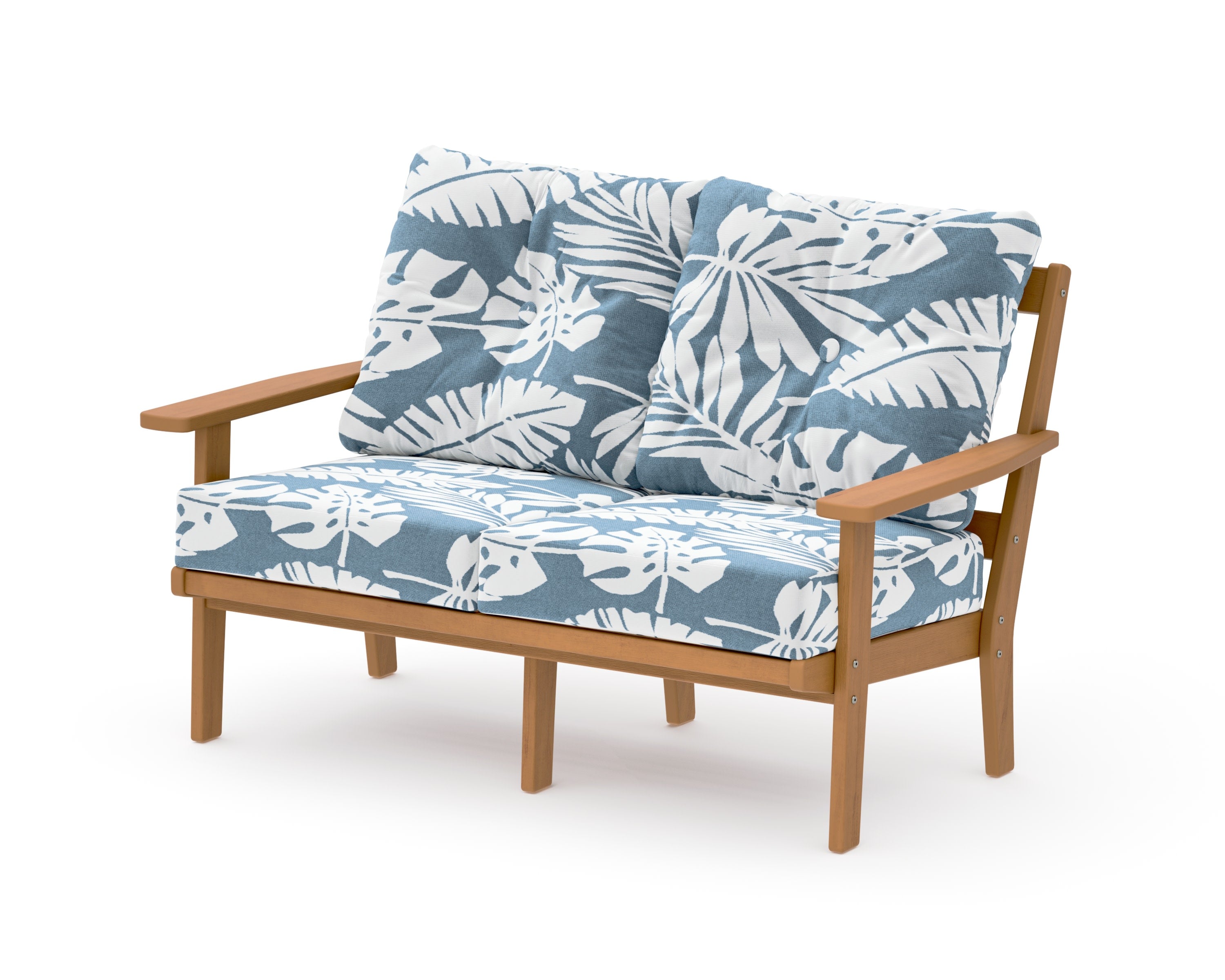 Prairie Deep SeatingLoveseat in Natural / Leaf Sky Blue