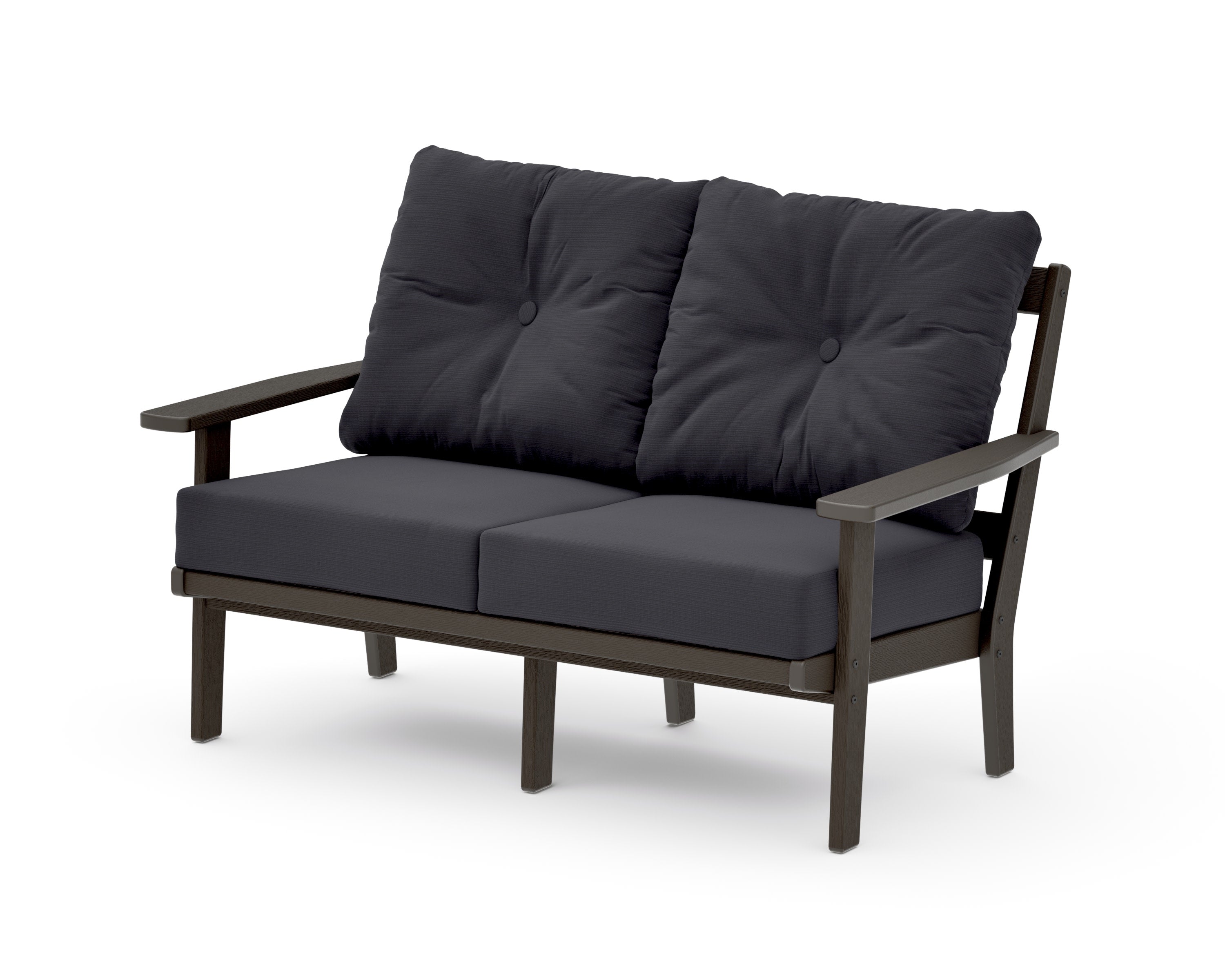 Prairie Deep SeatingLoveseat in Vintage Coffee / Midnight Linen