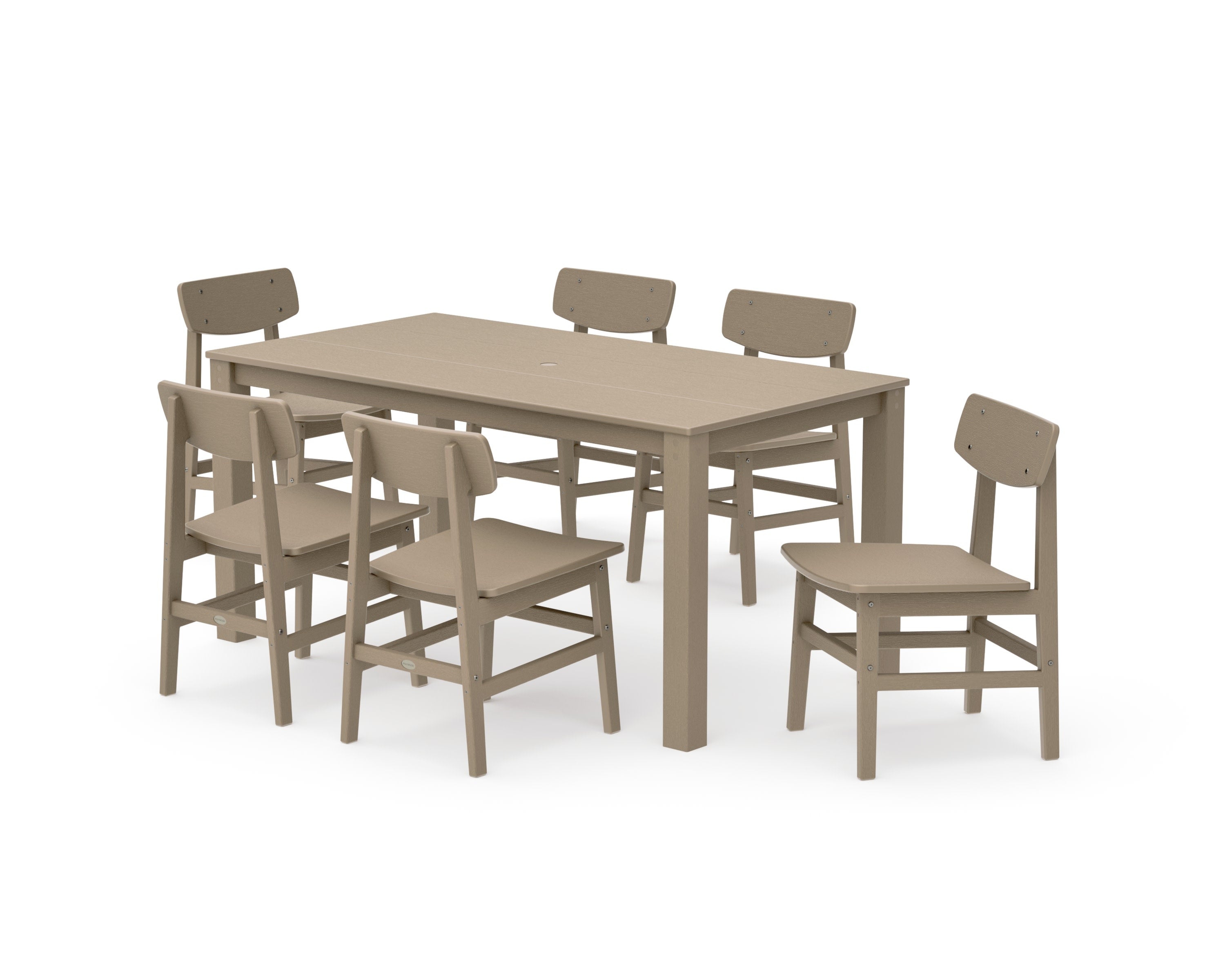Modern Studio Urban Chair 7-Piece Parsons Table Dining Set in Vintage Sahara
