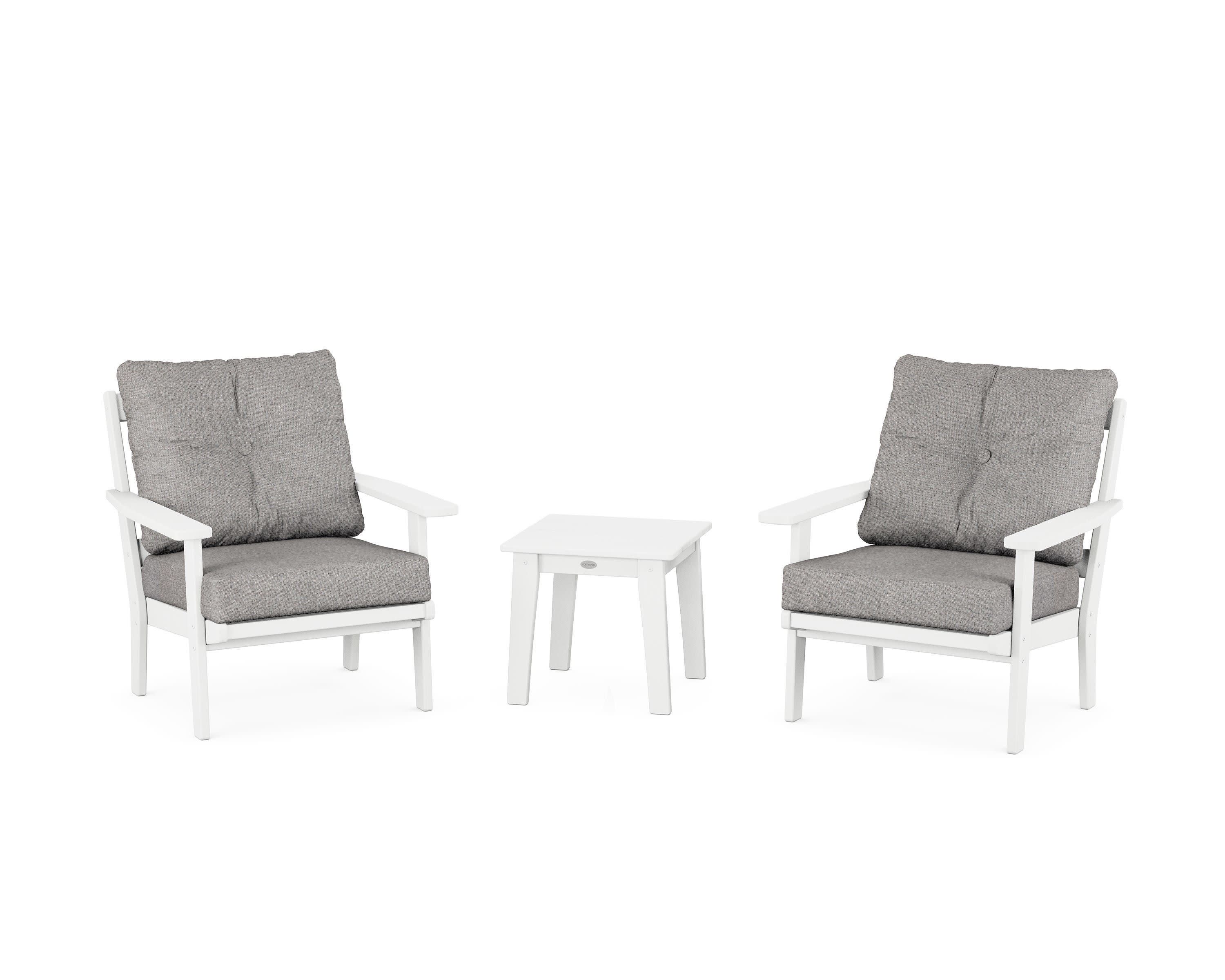 Oxford 3-Piece Deep Seating Set in White / Grey Mist