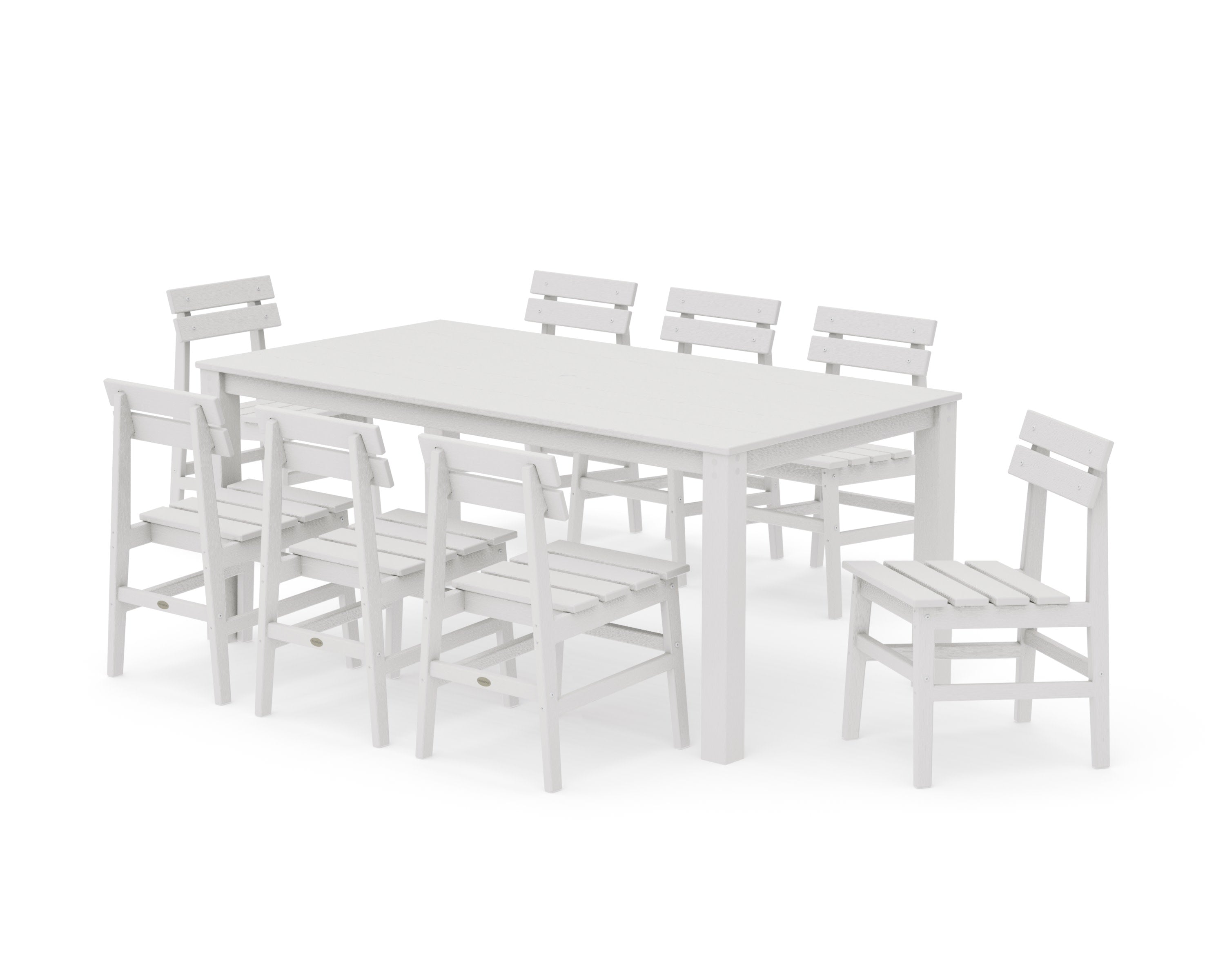 Modern Studio Plaza Chair 9-Piece Parsons Dining Set in Vintage White