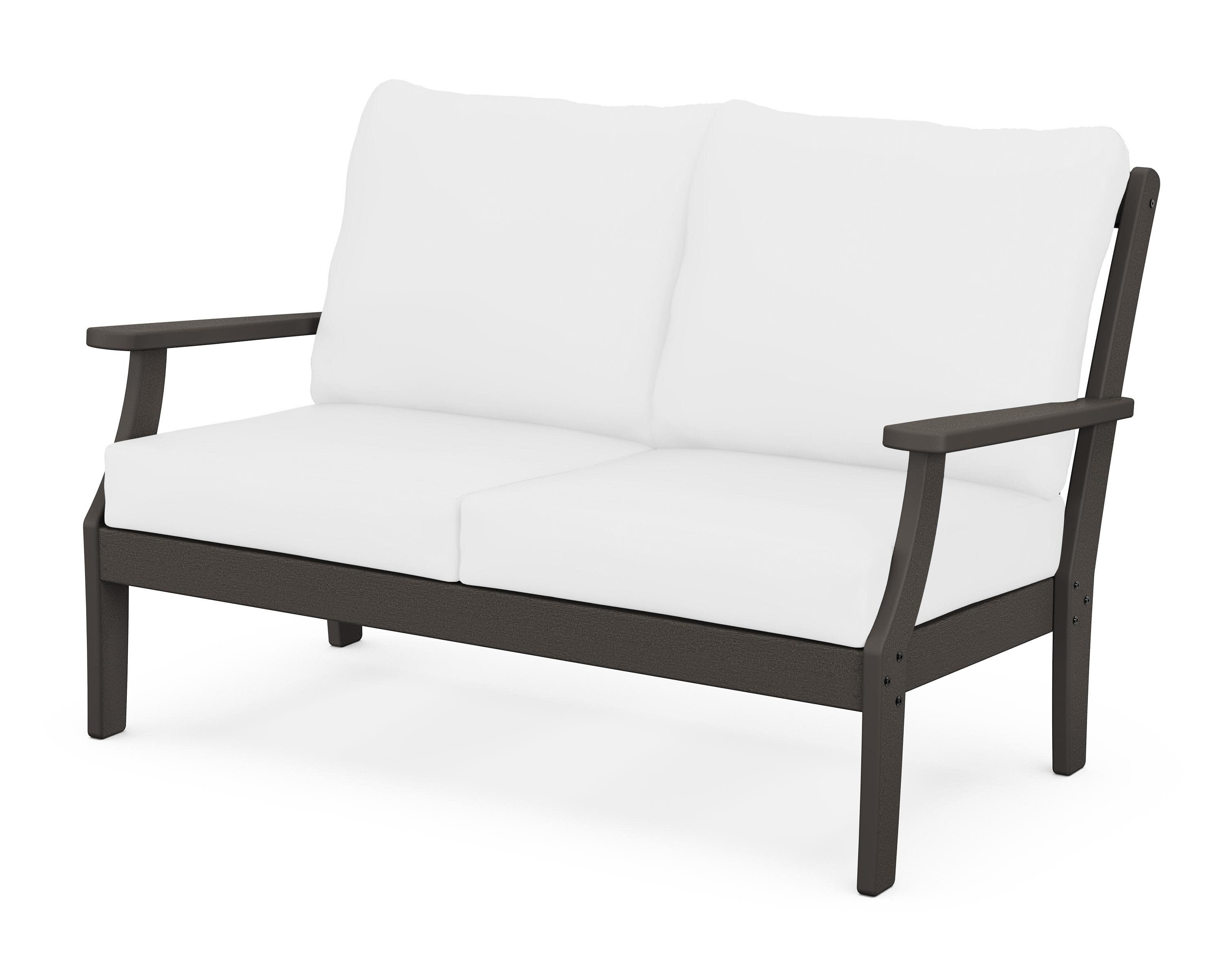 Braxton Deep Seating Loveseat in Vintage Coffee / Natural