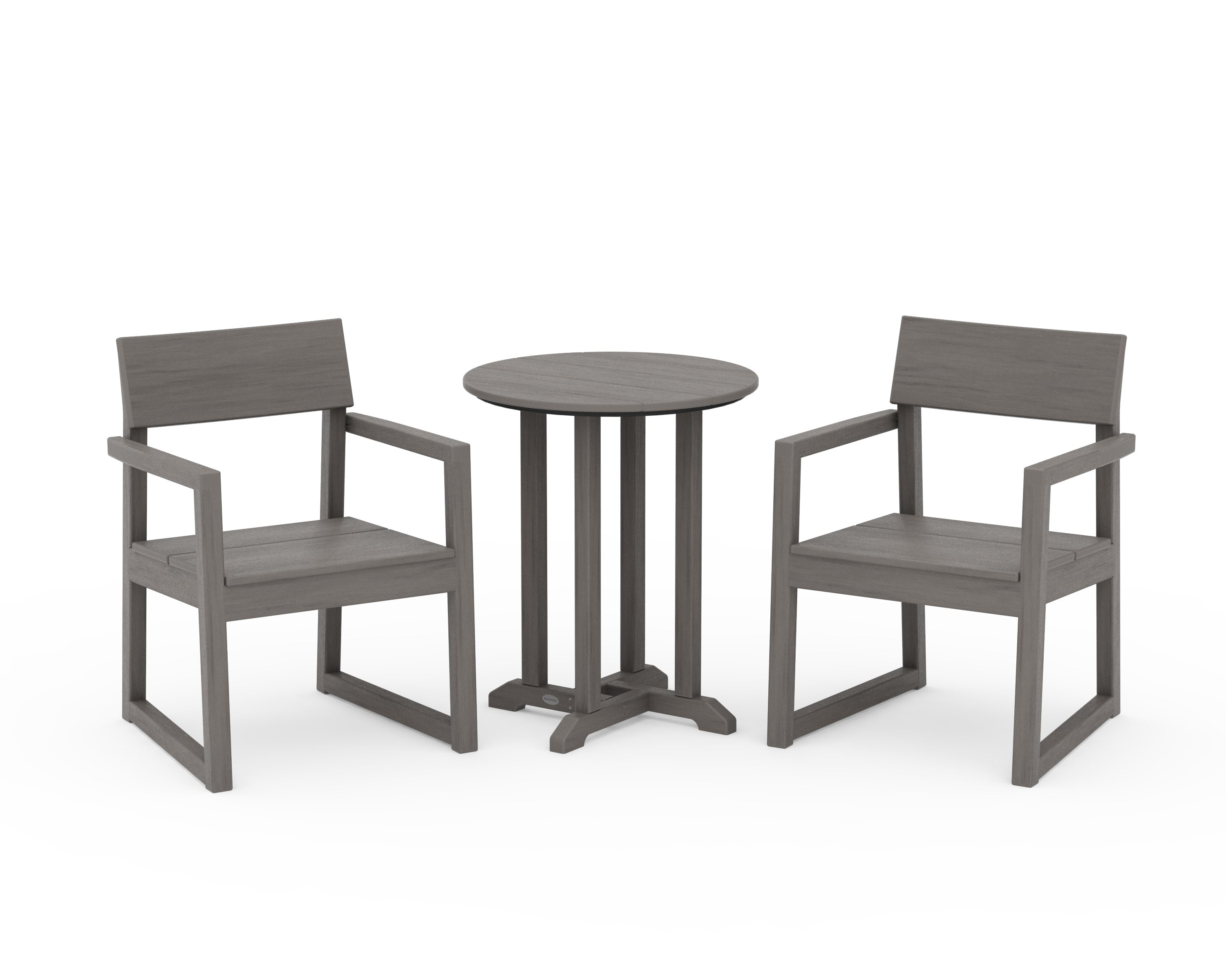 EDGE 3-Piece Round Bistro Dining Set in Driftwood