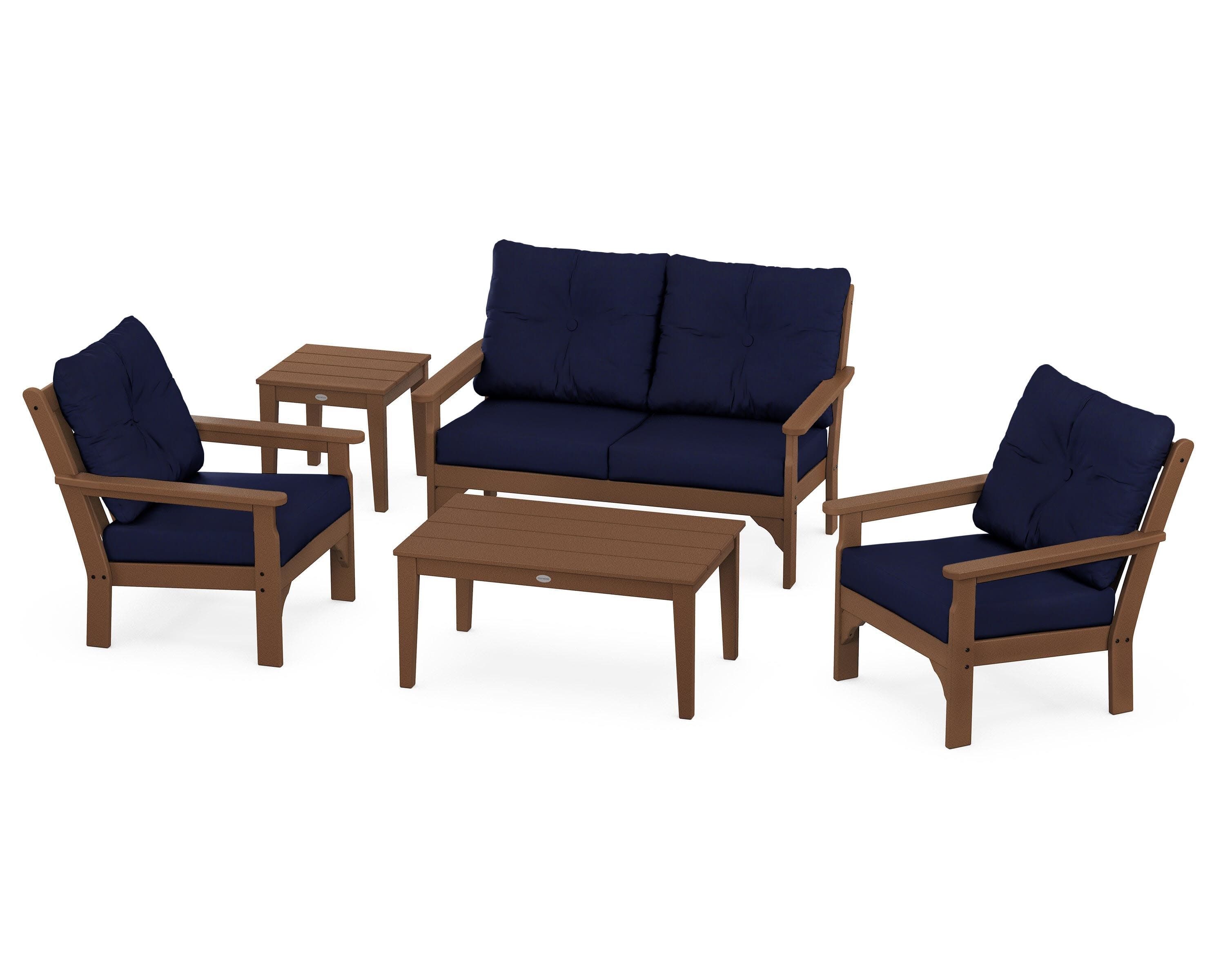 Vineyard 5-Piece Deep Seating Set in Teak / Navy