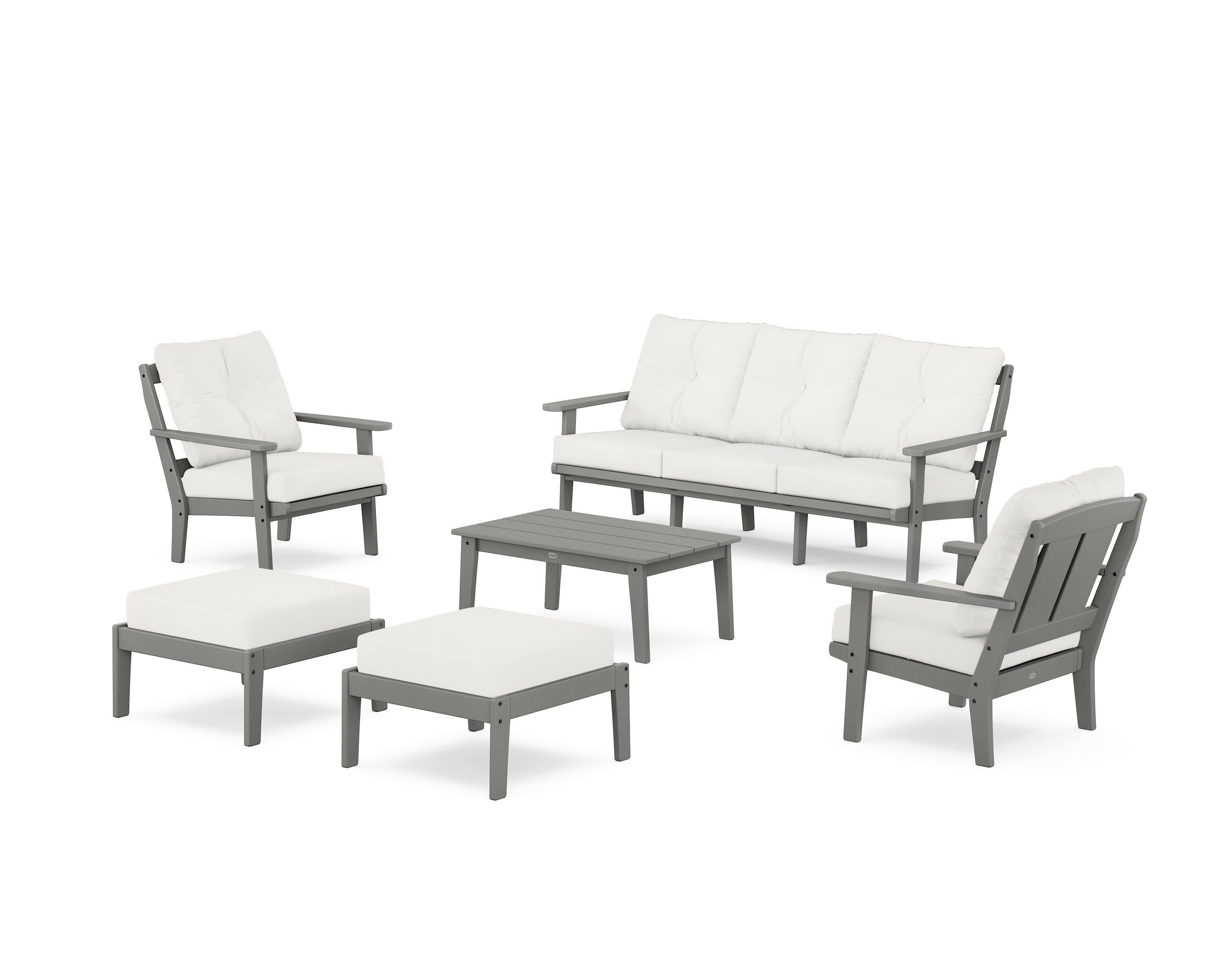 Mission 6-Piece Lounge Sofa Set in Slate Grey / Natural Linen
