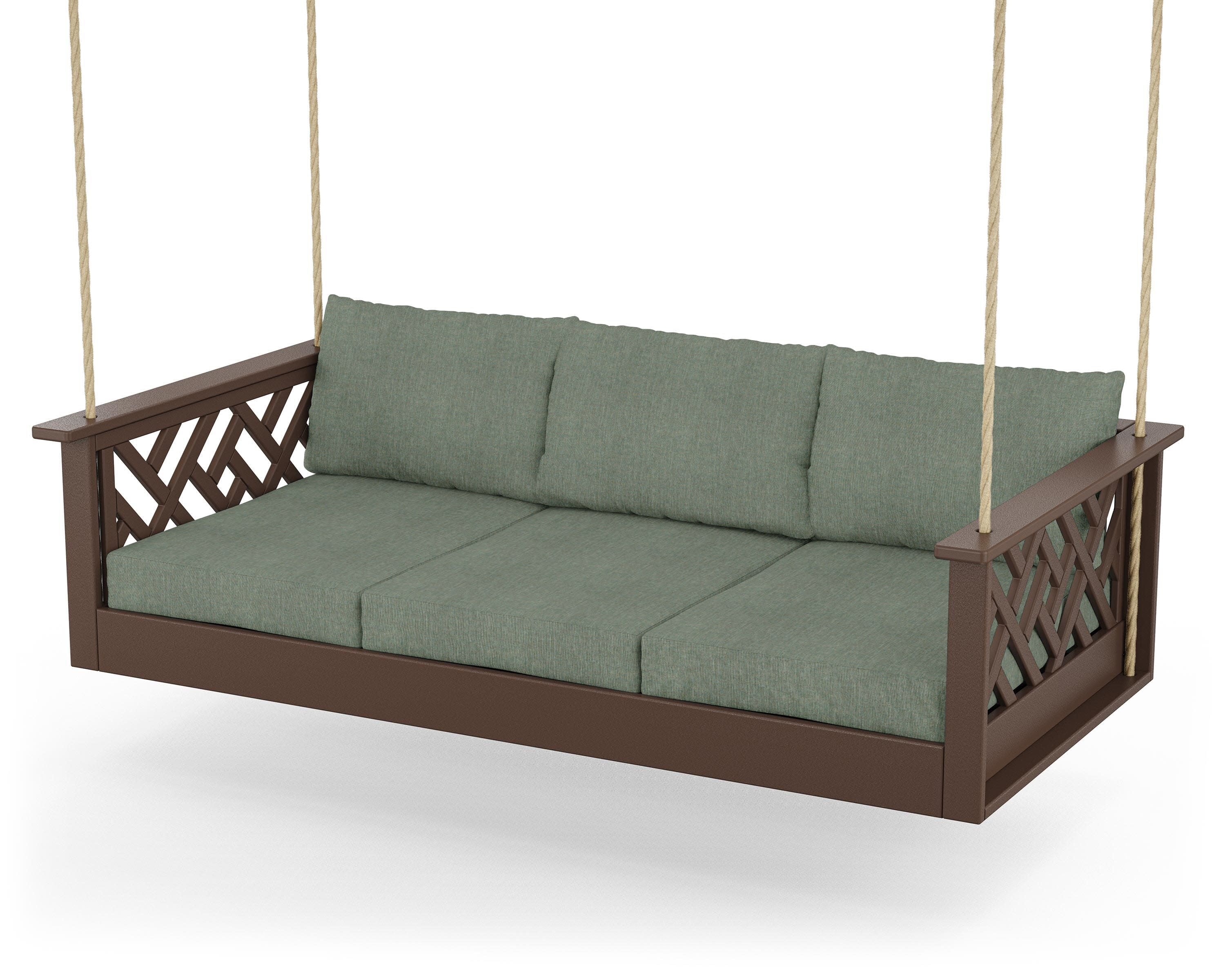 Chippendale Daybed Swing in Mahogany / Cast Sage