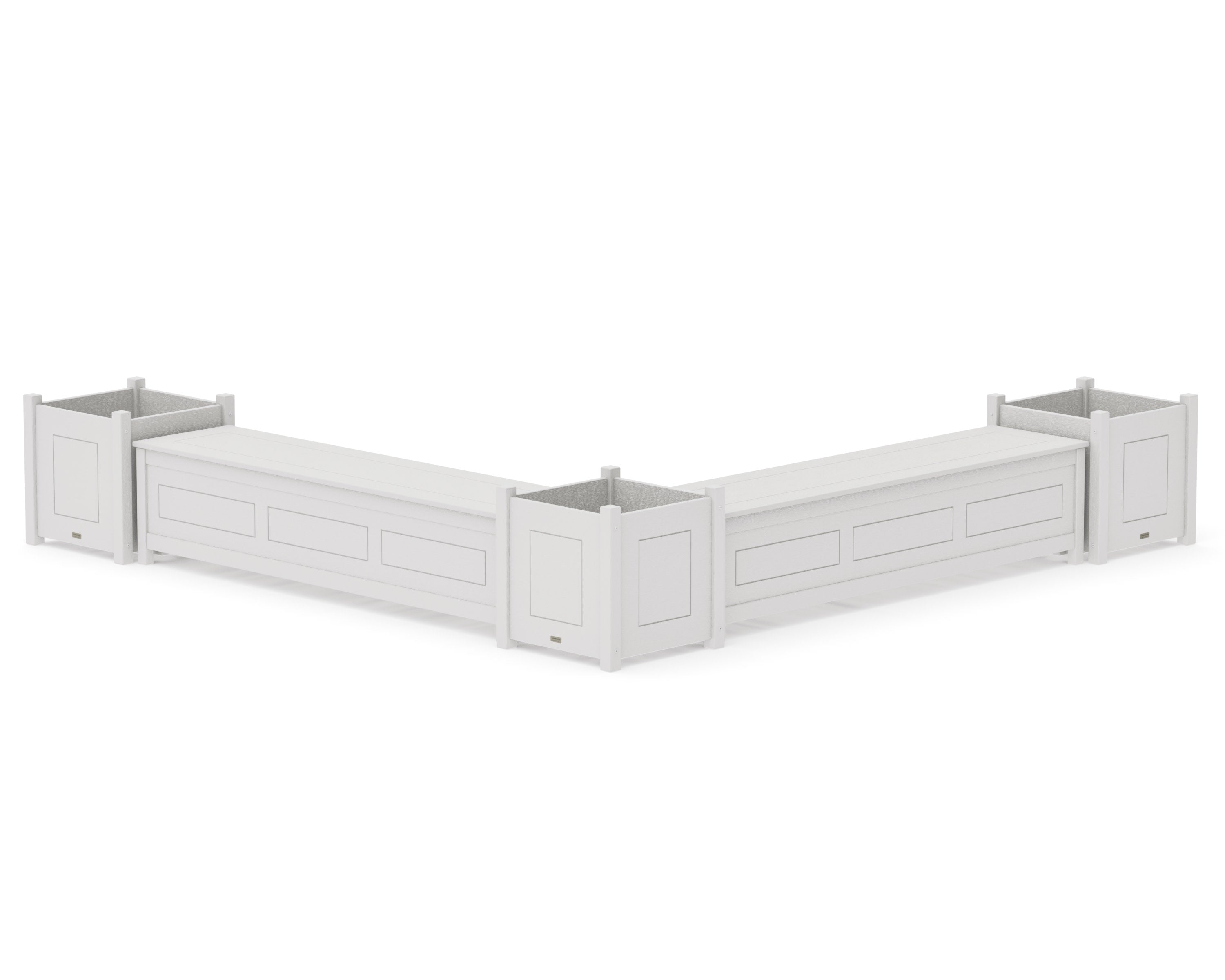 72" Country Living L- Shaped Planter Storage Bench Corner Set- Large in Vintage White