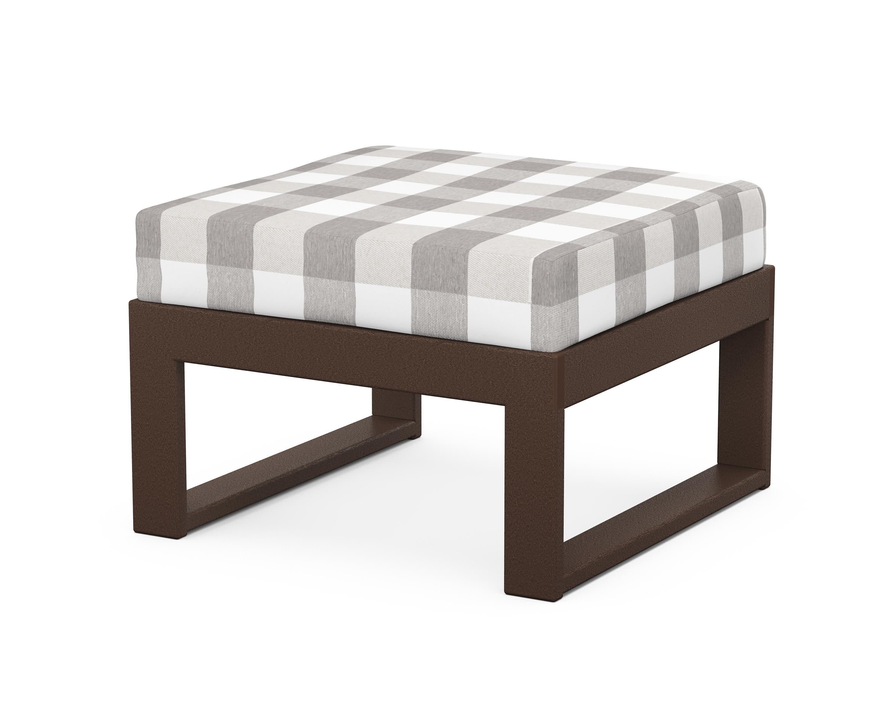 Modular Ottoman - Modern in Mahogany / Buffalo Plaid Grey Mist