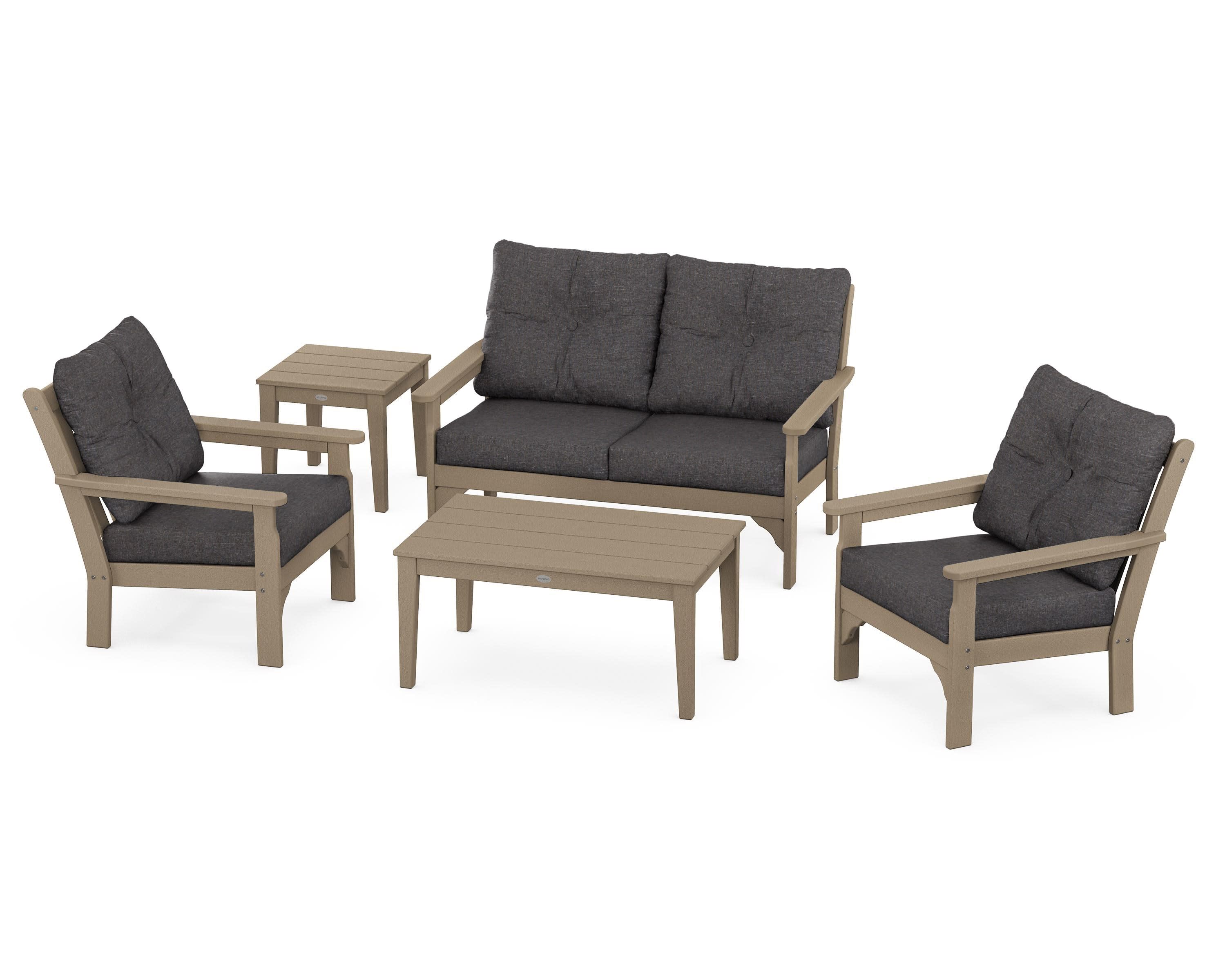 Vineyard 5-Piece Deep Seating Set in Vintage Sahara / Ash Charcoal