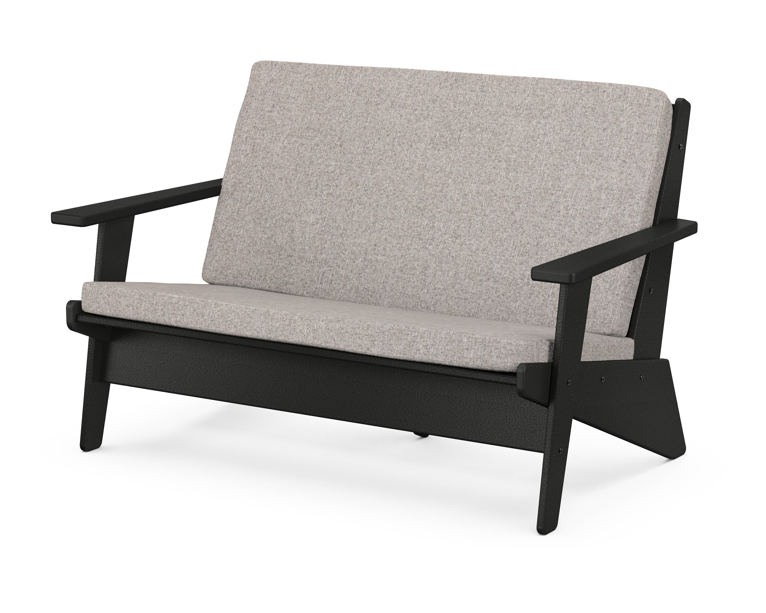 Riviera Modern Lounge Loveseat in Black / Weathered Tweed