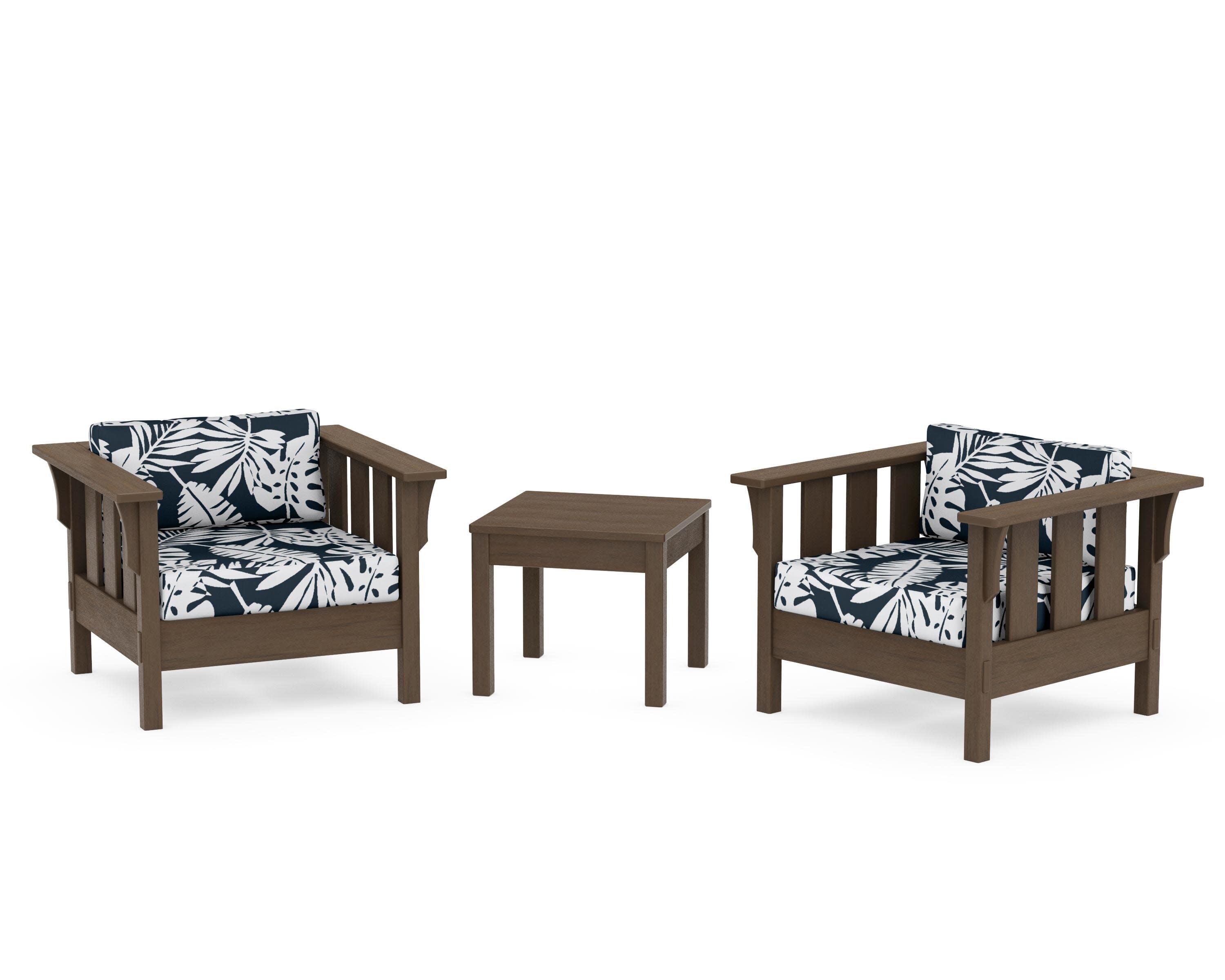 Acadia 3-Piece Deep Seating Set in Kona / Leaf Marine Indigo