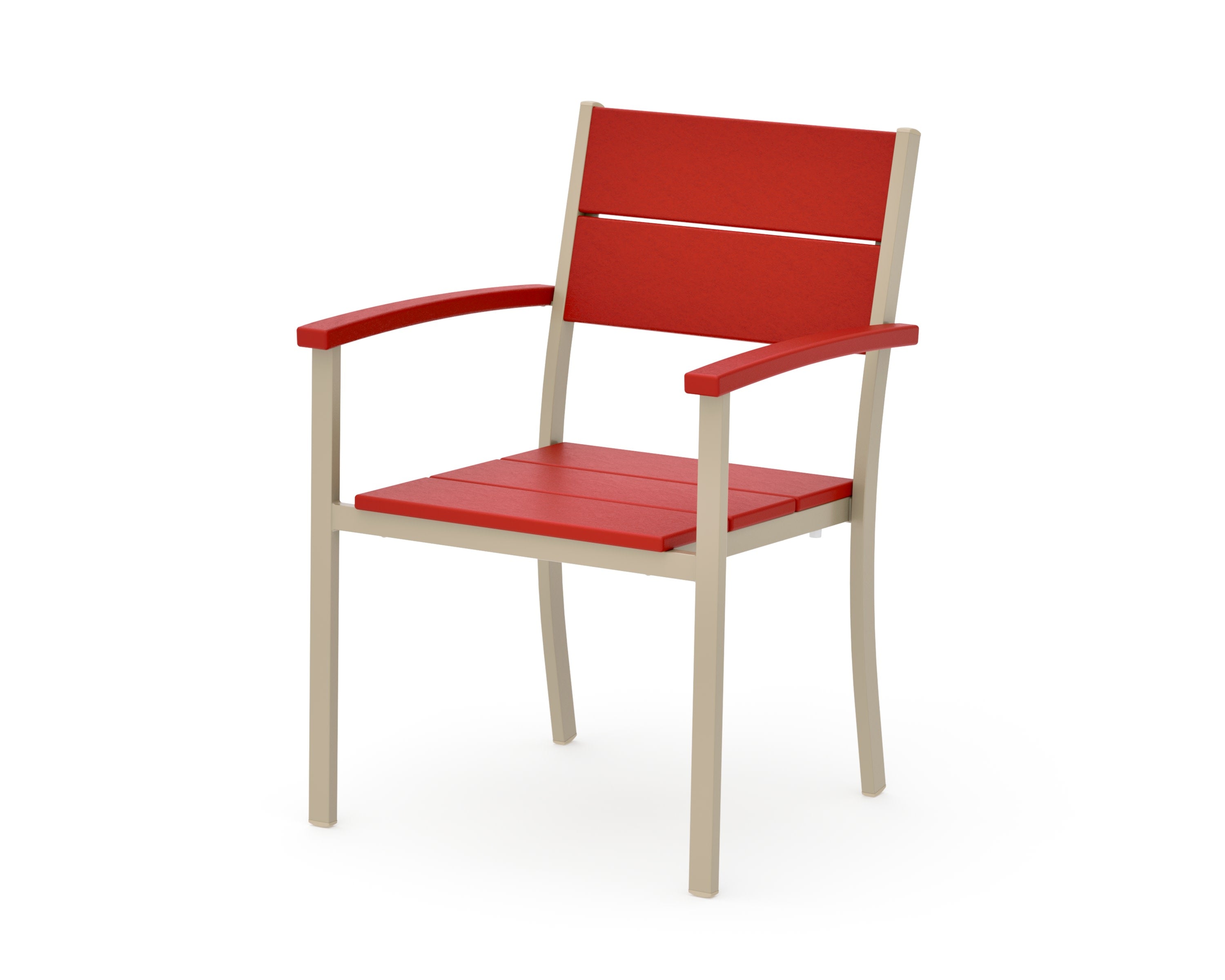 Main Street Stacking Dining Arm Chair in Sand / Sunset Red