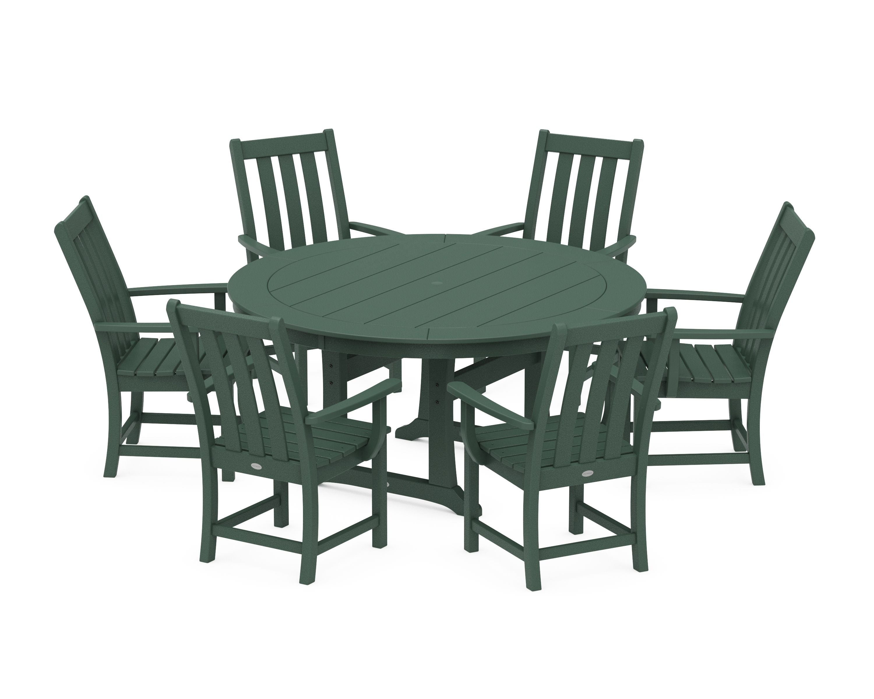 Vineyard 7-Piece Arm Chair Round Dining Set in Green