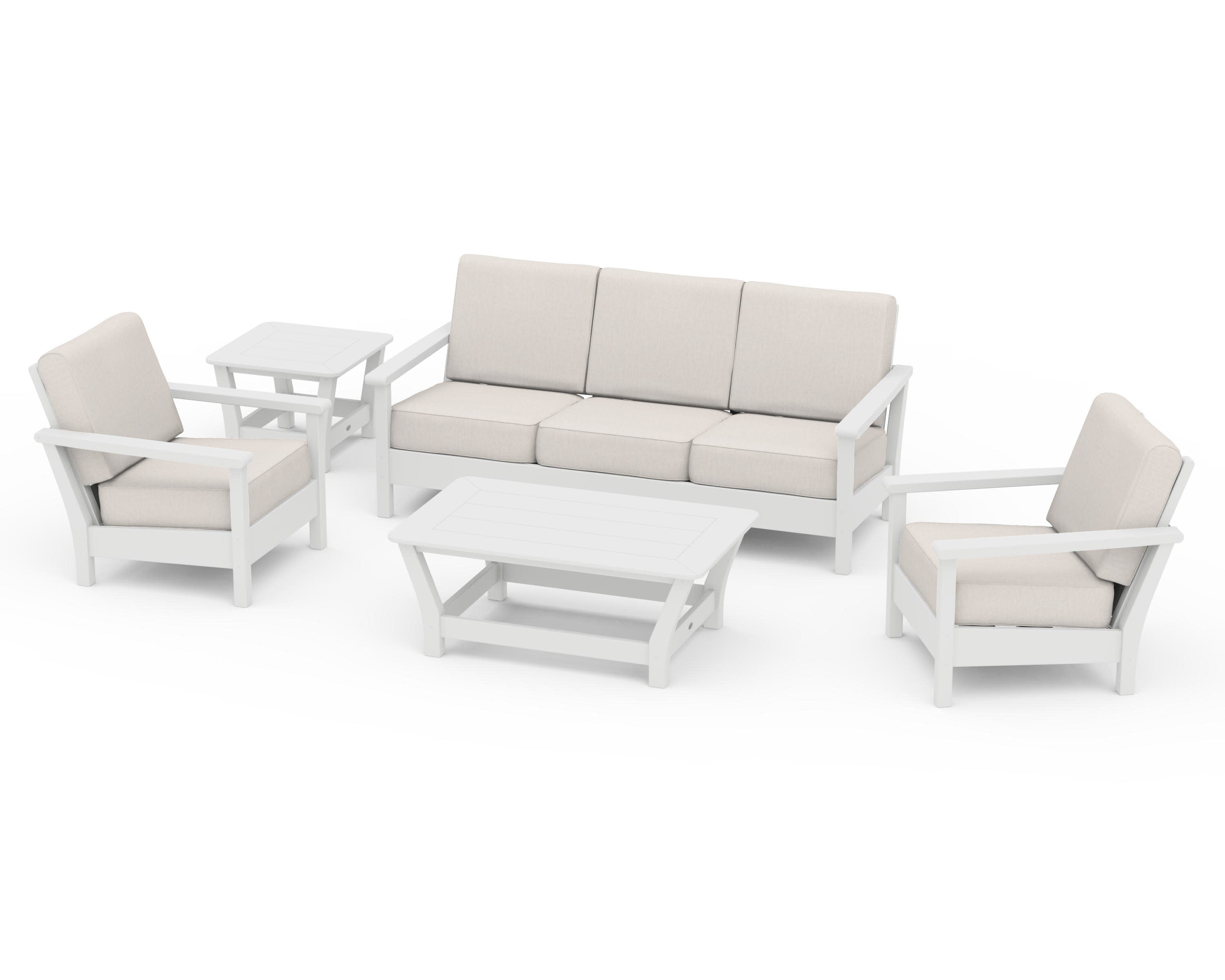 Harbour 5-Piece Deep Seating Set in White / Cast Ash