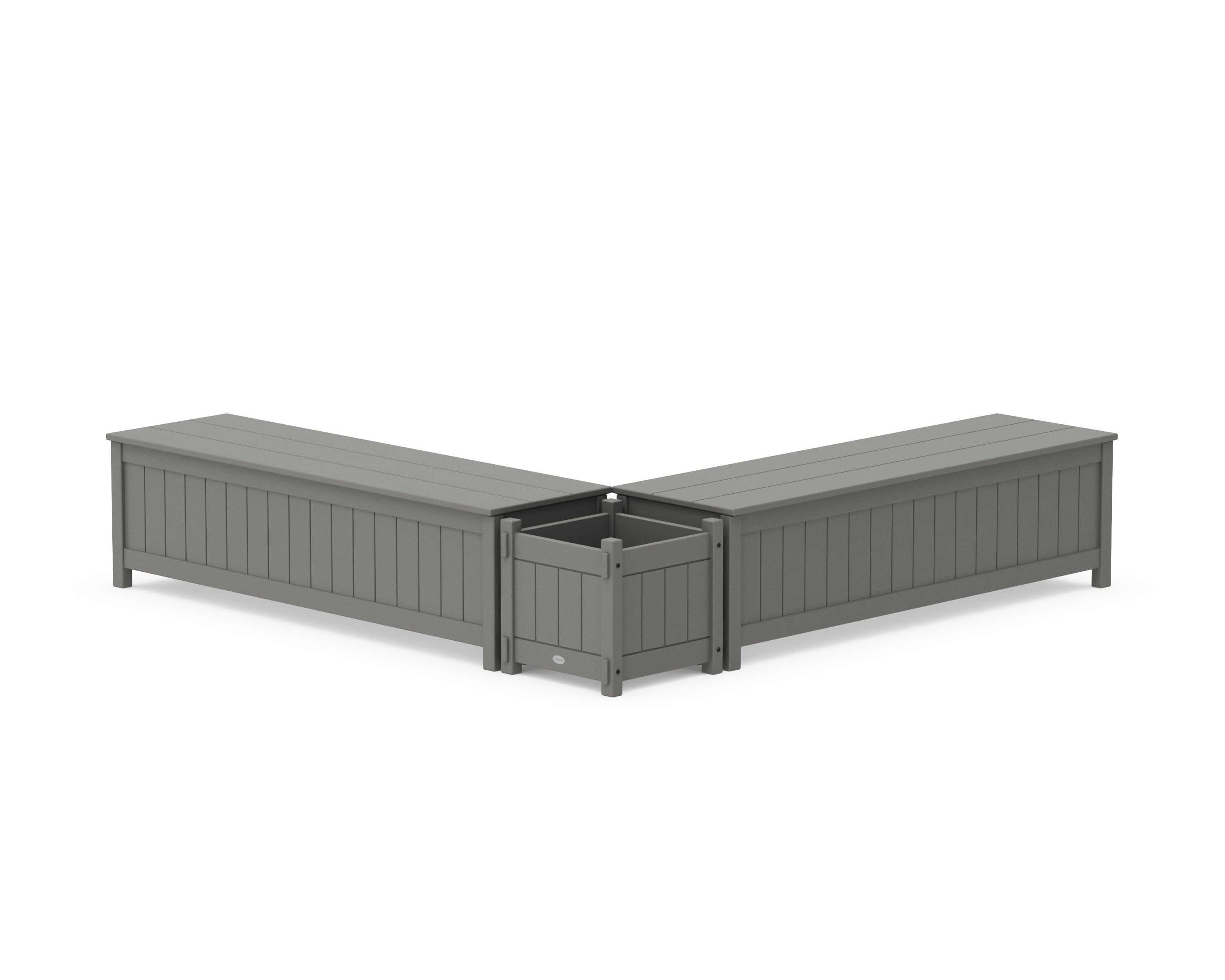 60" Vineyard L- Shaped Planter Storage Bench Set in Slate Grey