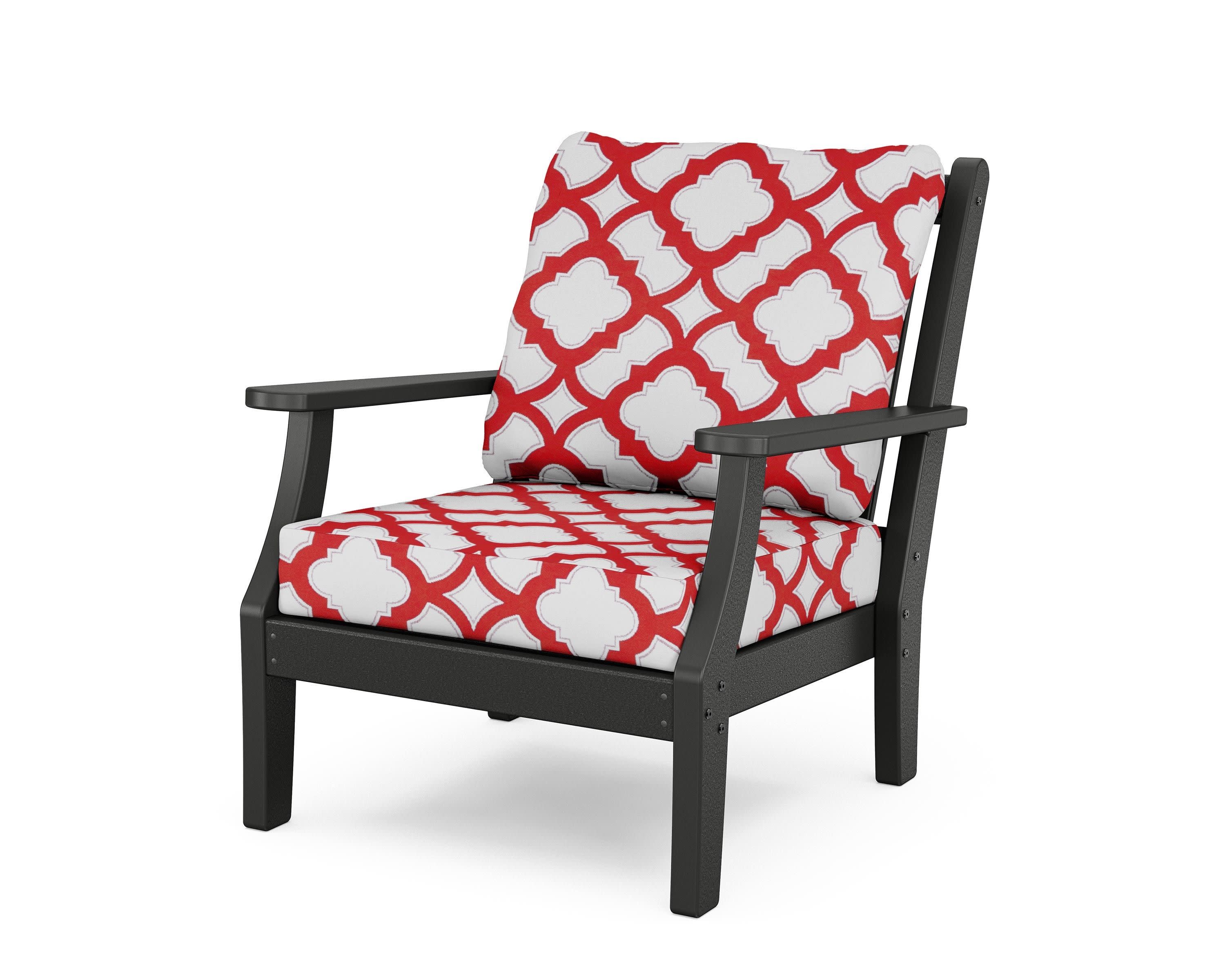 Wovendale Deep Seating Chair in Black / Trellis Crimson