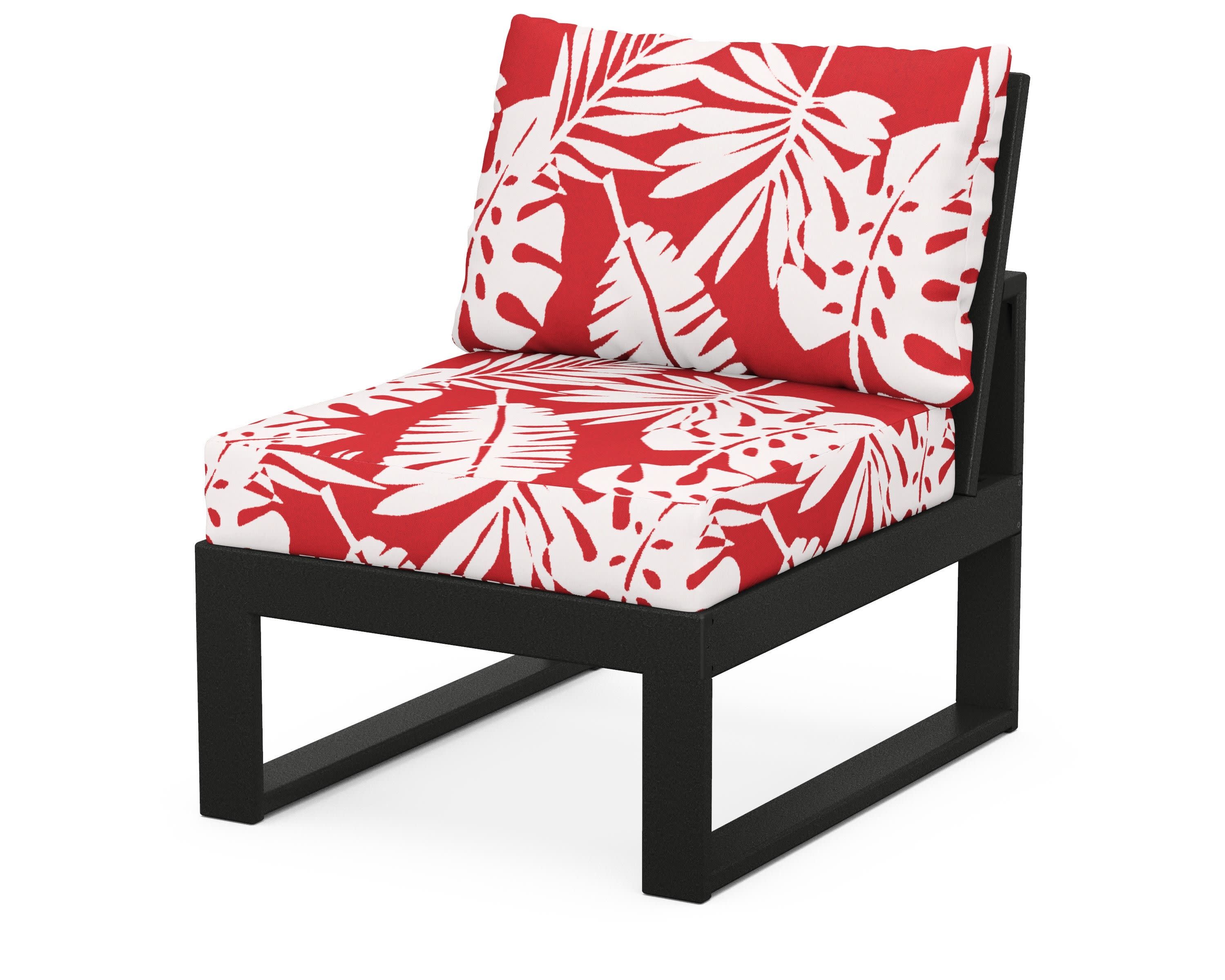 Modular Armless Chair in Black / Leaf Crimson