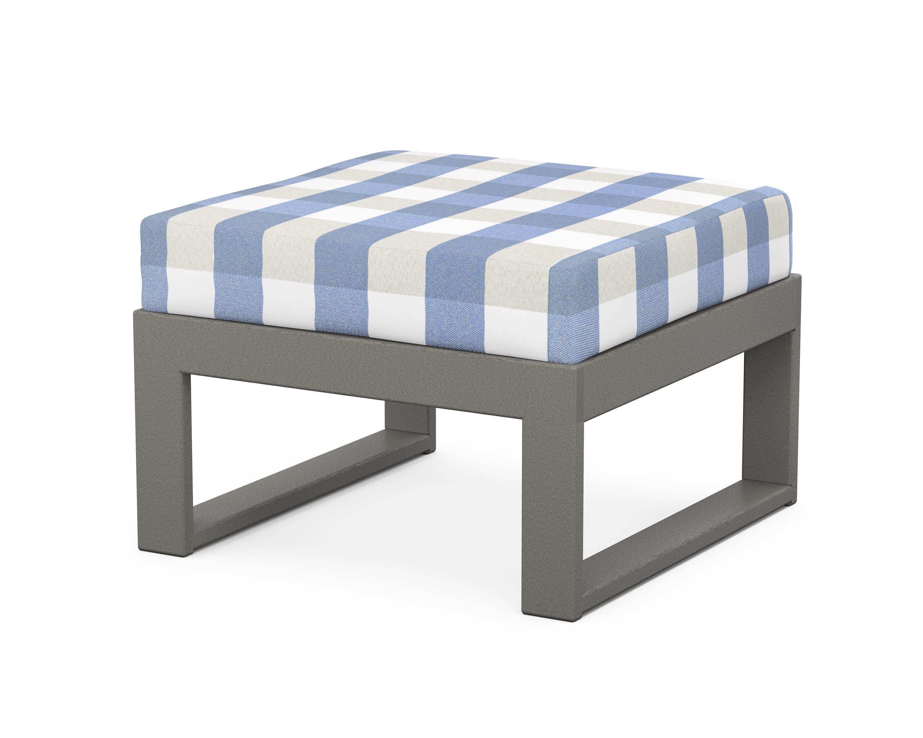 Modular Ottoman - Modern in Slate Grey / Buffalo Plaid Sky Blue