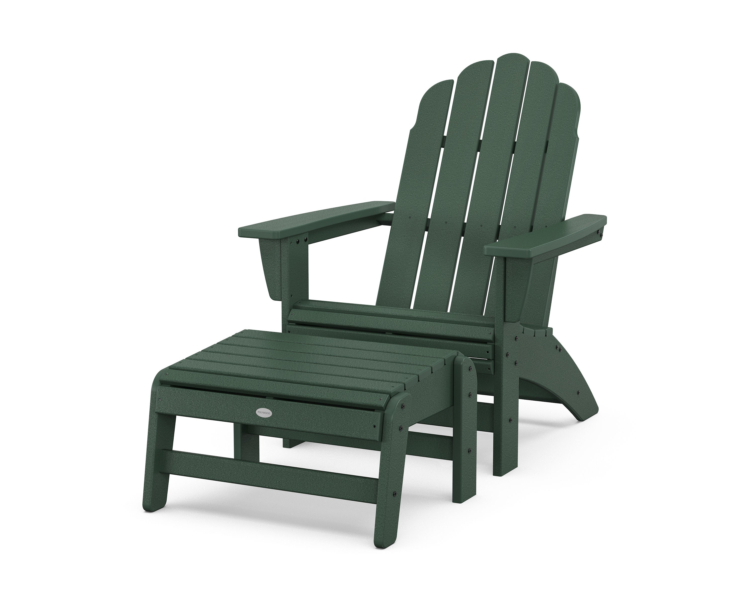 Vineyard Grand Adirondack Chair with Ottoman in Green
