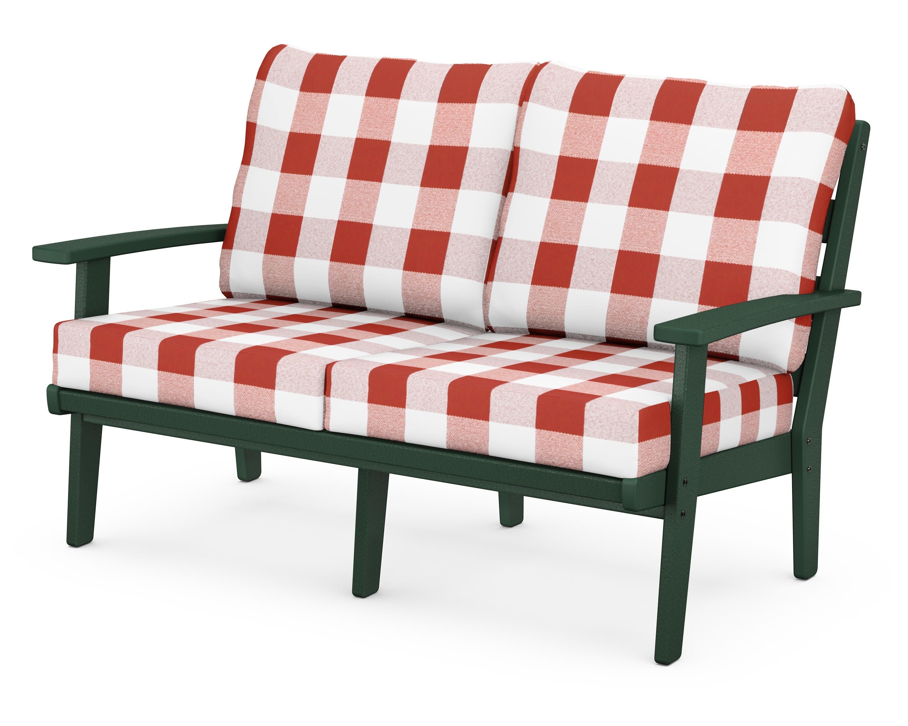 Grant Park Deep Seating Loveseat in Green / Buffalo Plaid Crimson