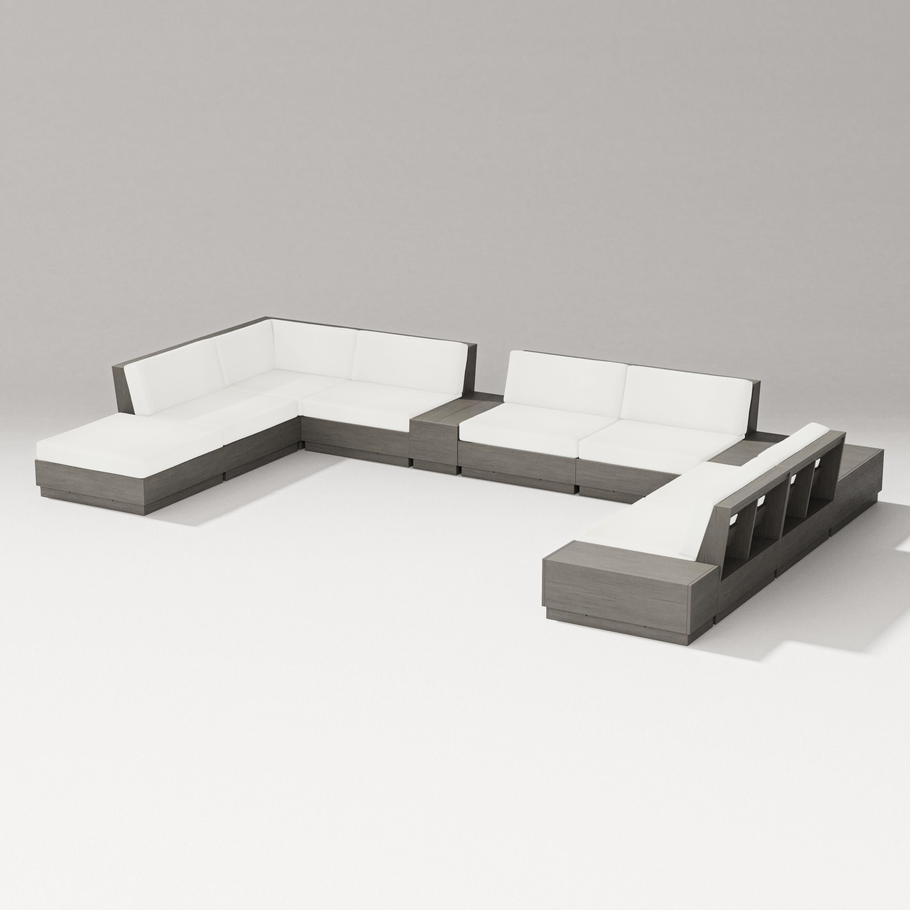 Elevate 11-Piece Conversation Sectional Set in Driftwood / Natural Linen