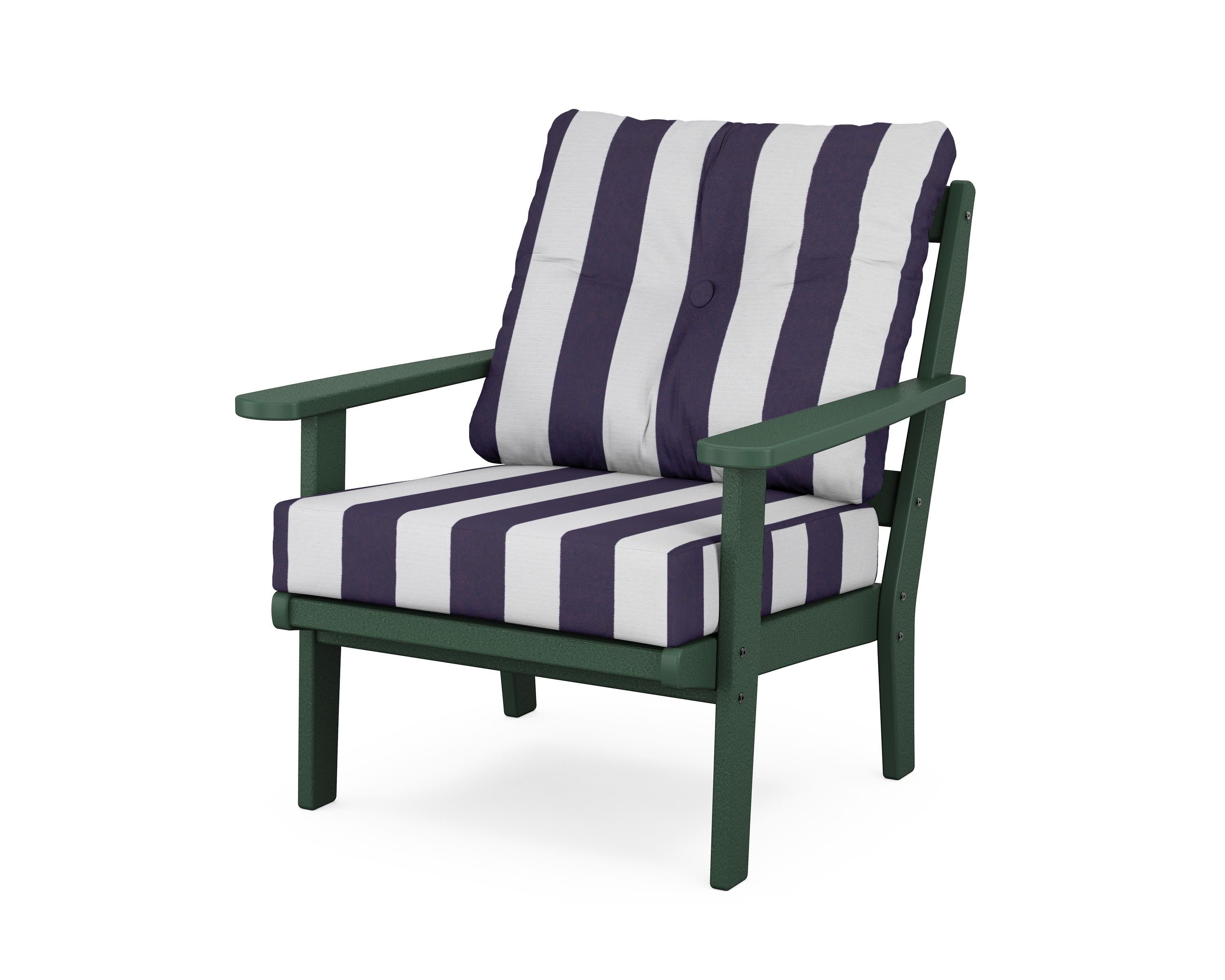 Mission Deep Seating Chair in Green / Cabana Stripe Navy