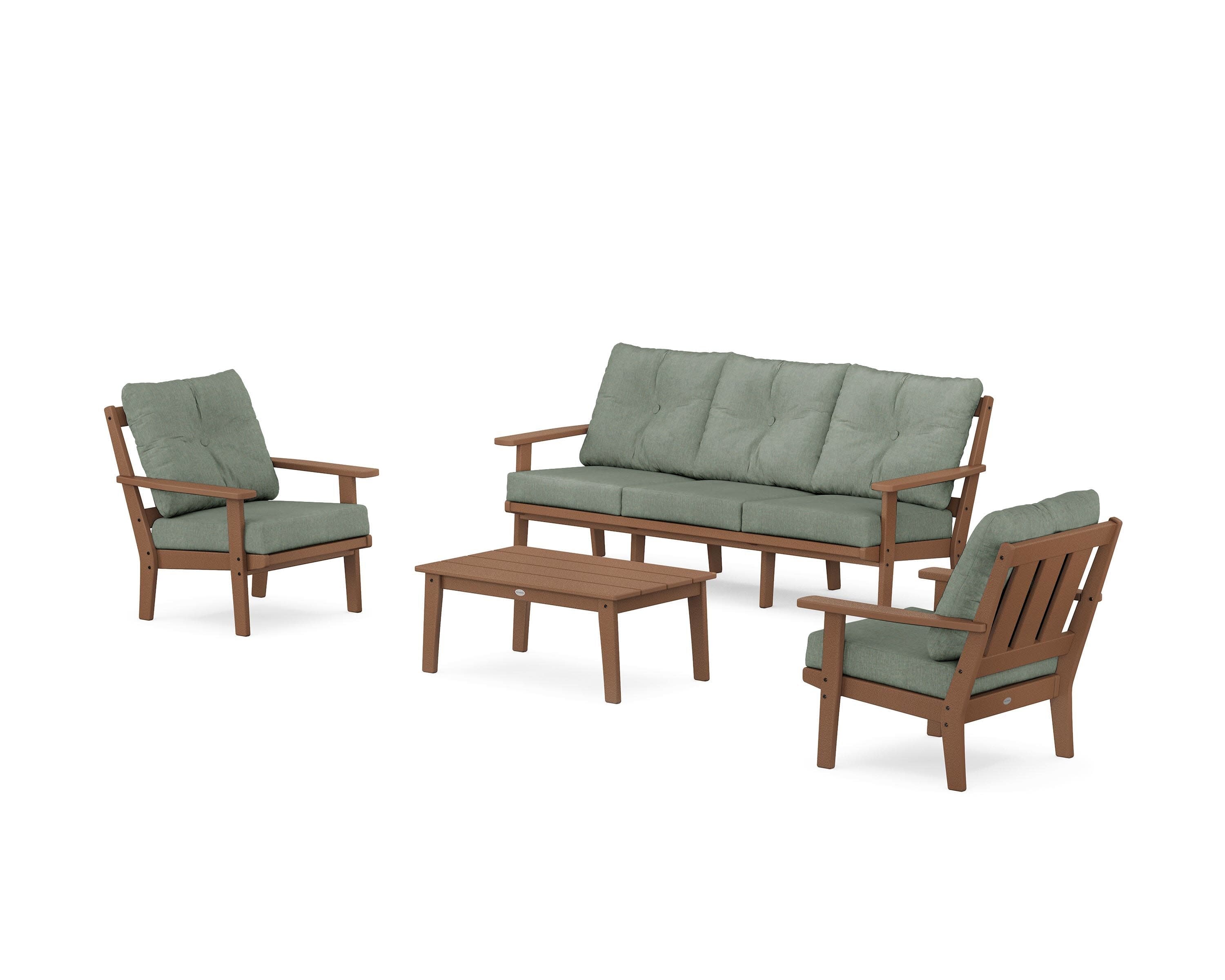 Oxford 4-Piece Deep Seating Set with Sofa in Teak / Cast Sage
