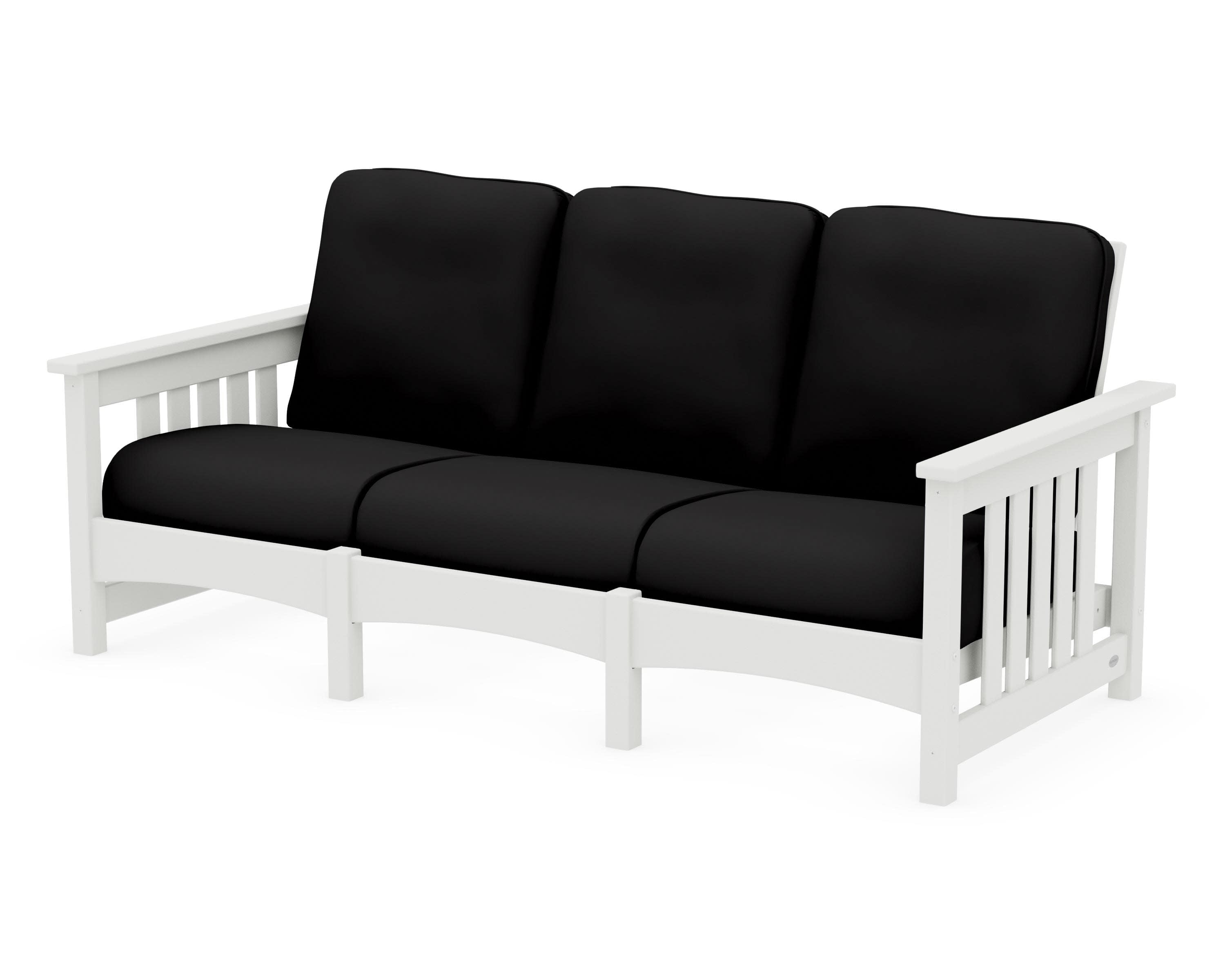 Club Mission Sofa in Vintage White / Canvas Black