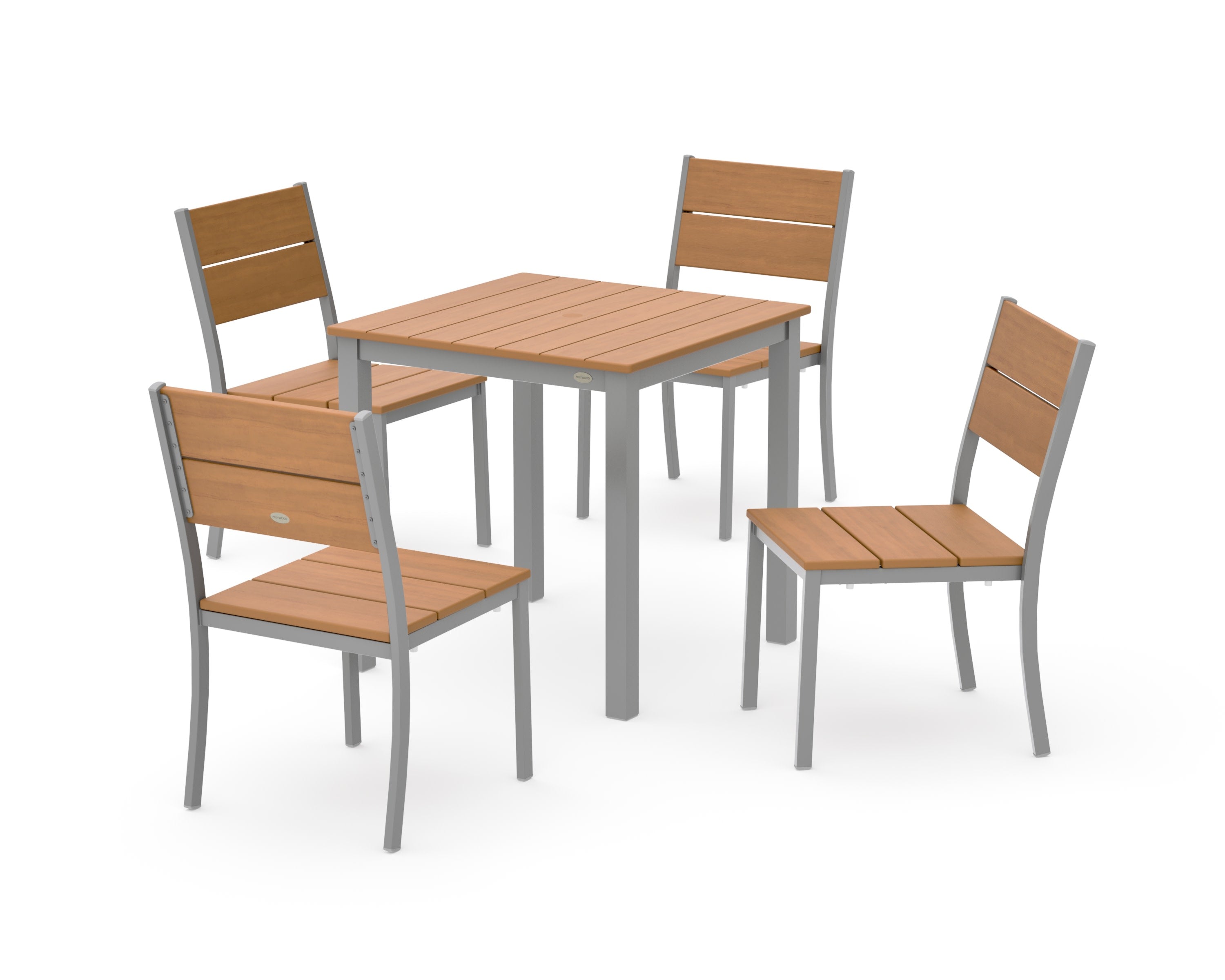 Main Street 5-Piece Square Dining Set- Small in Silver / Natural