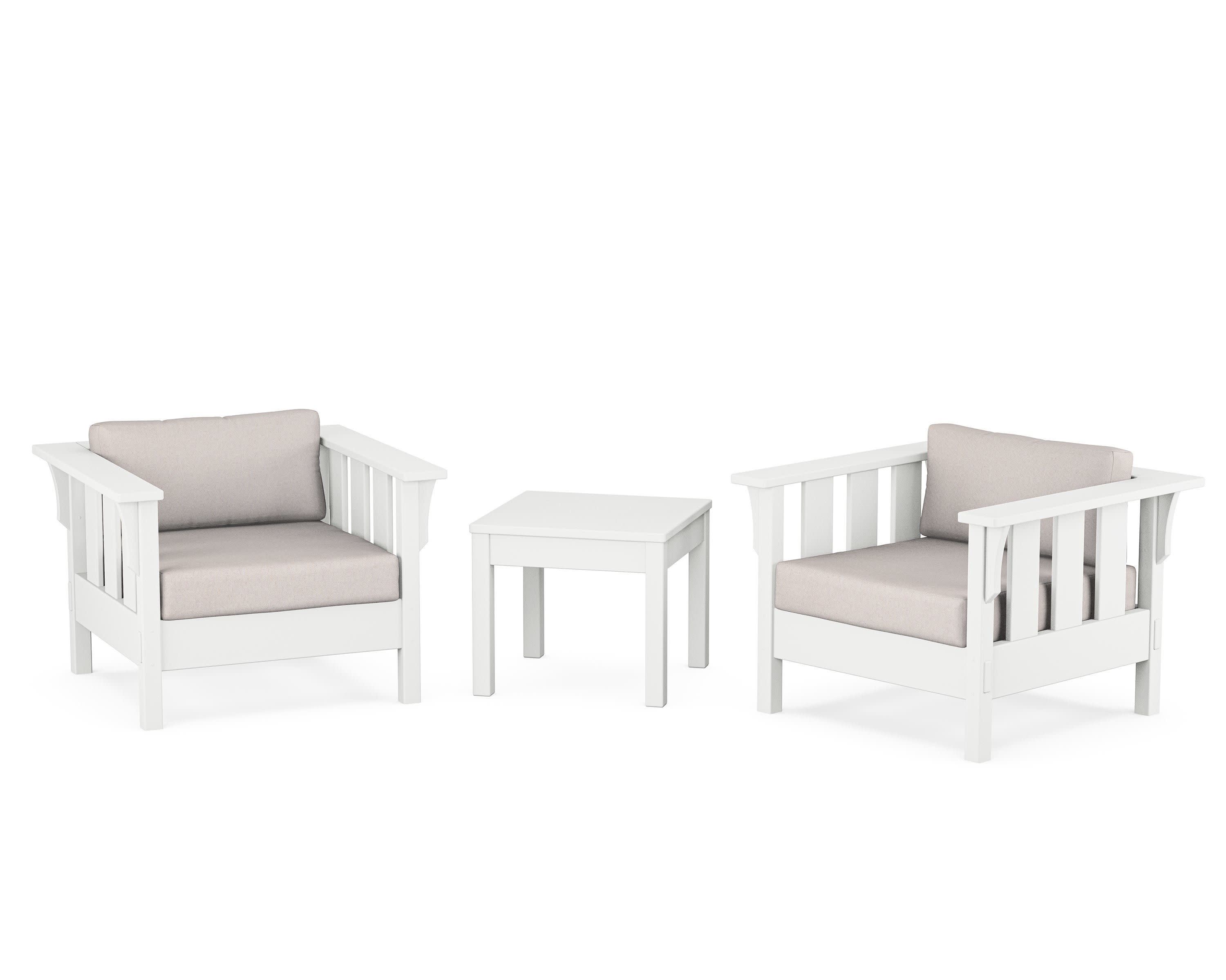 Acadia 3-Piece Deep Seating Set in White / Dune Burlap