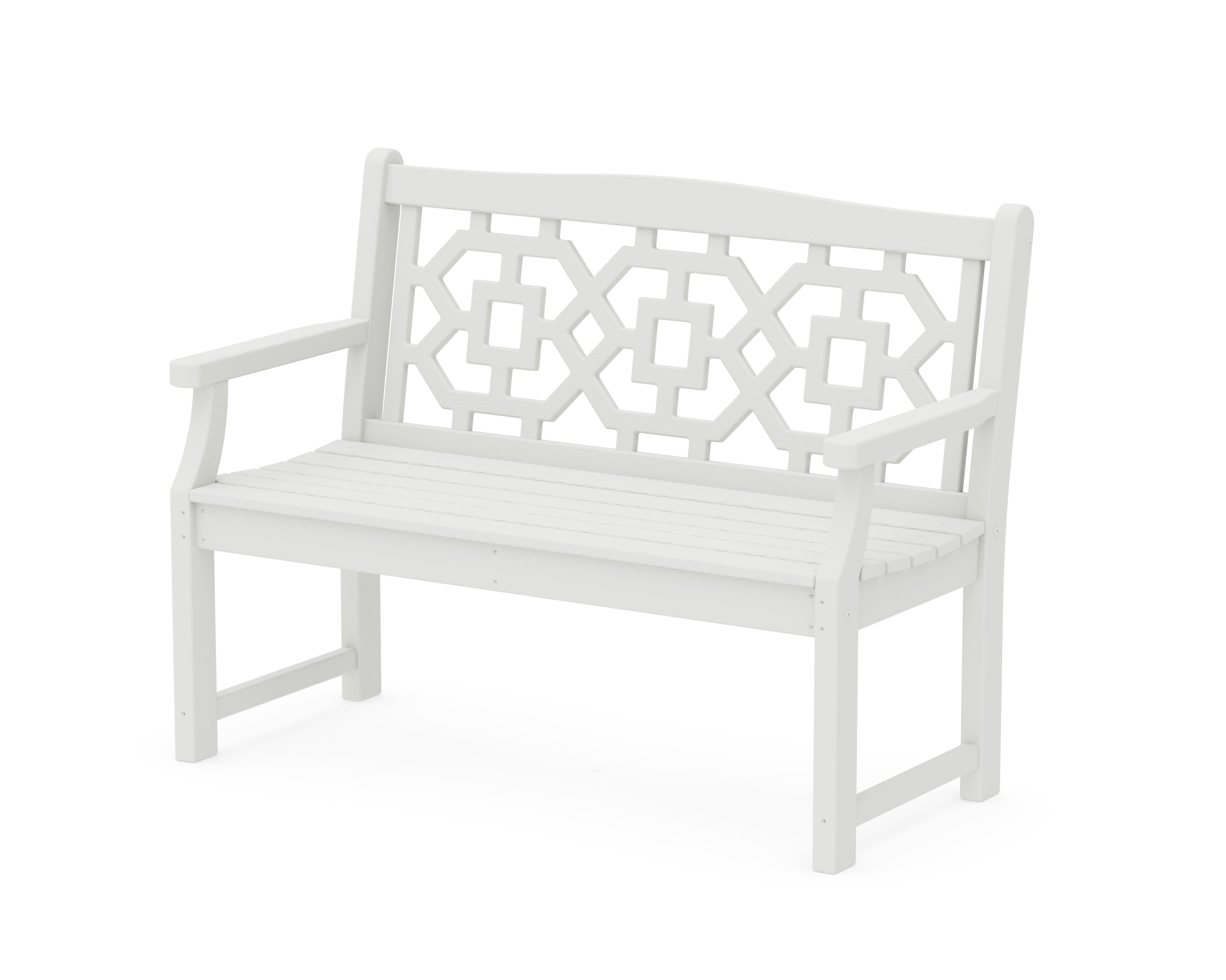 Chinoiserie 48" Garden Bench in Vintage White