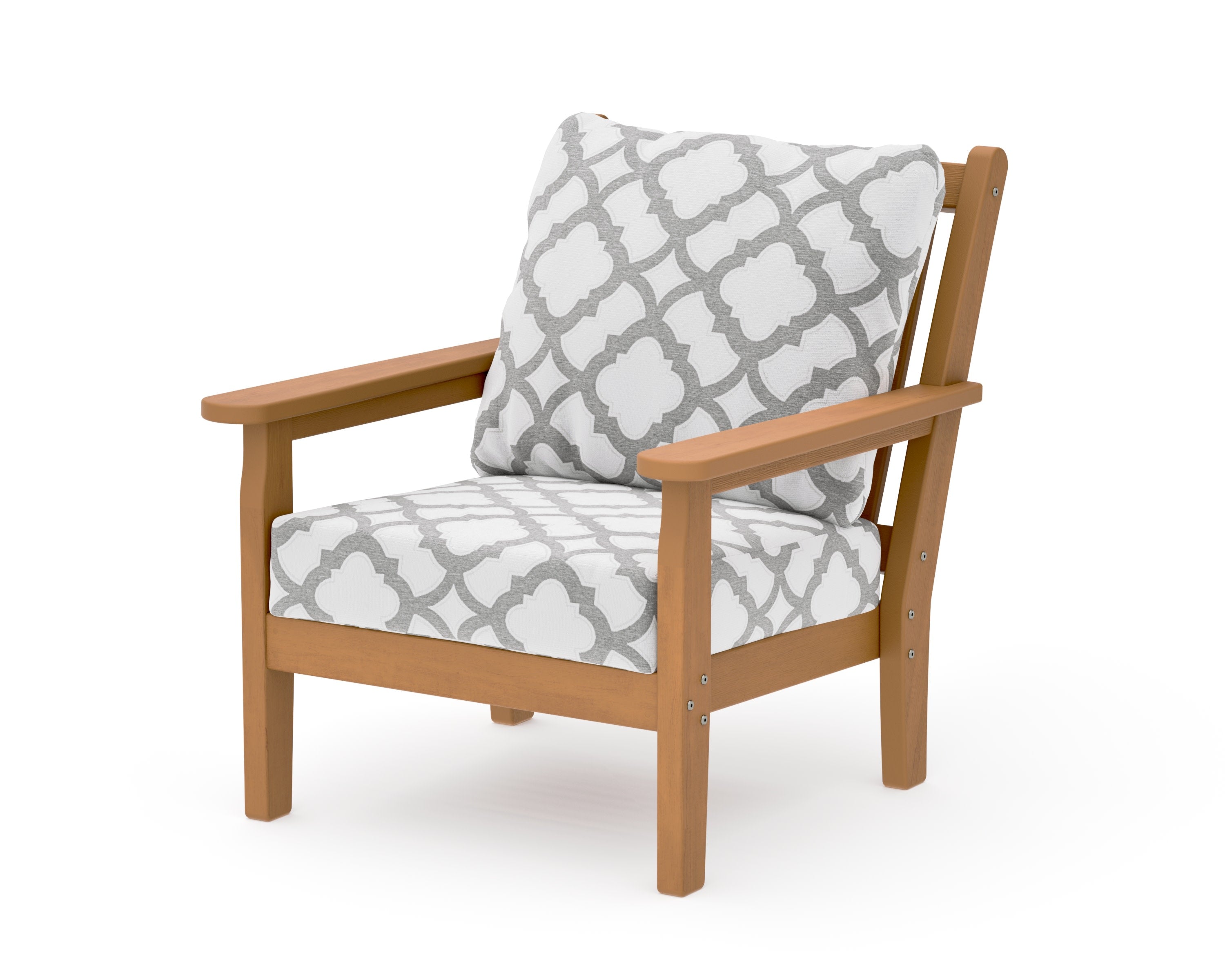 Chippendale Deep Seating Chair in Natural / Trellis Grey Mist