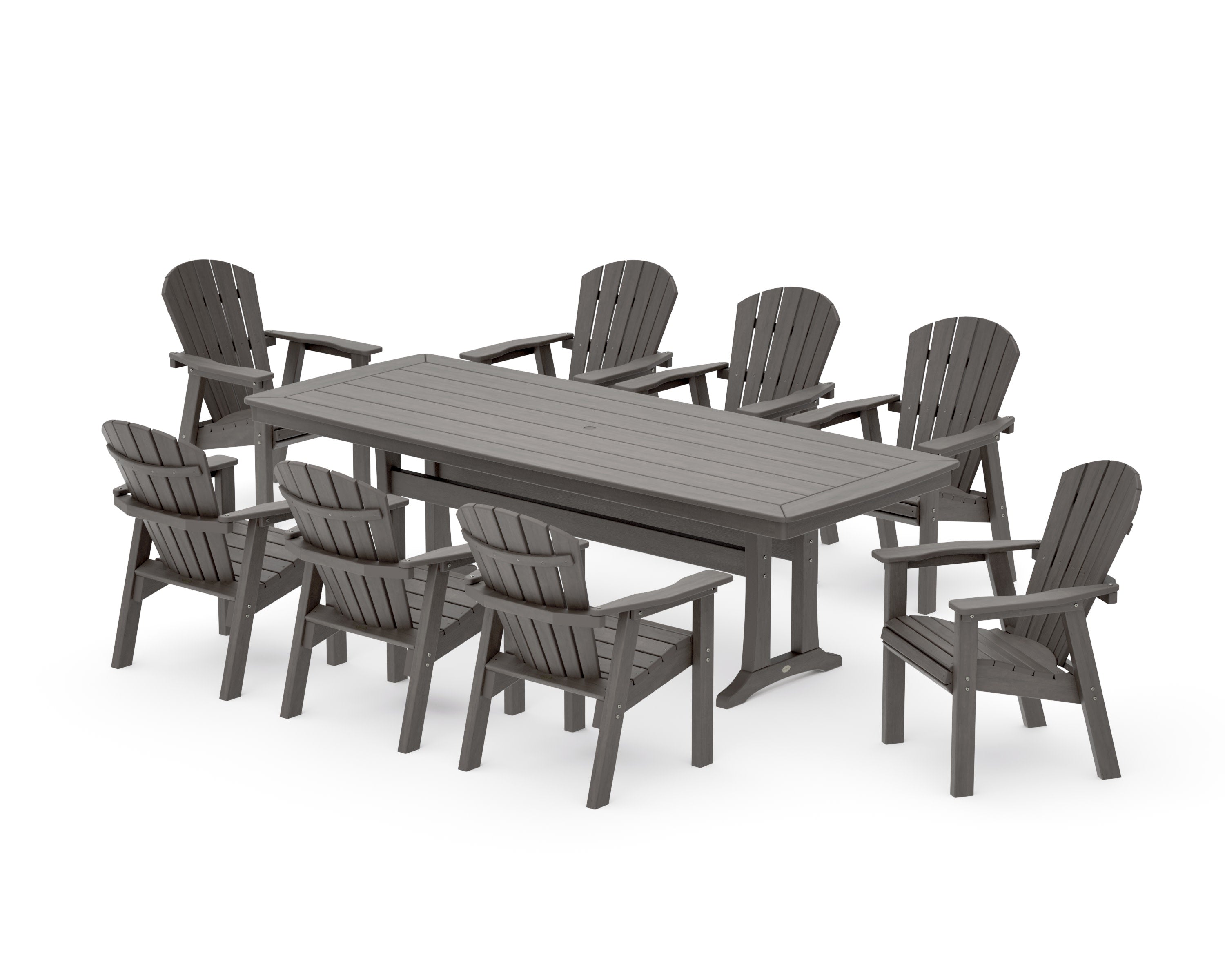 Seashell 9-Piece Dining Set with Trestle Legs in Driftwood
