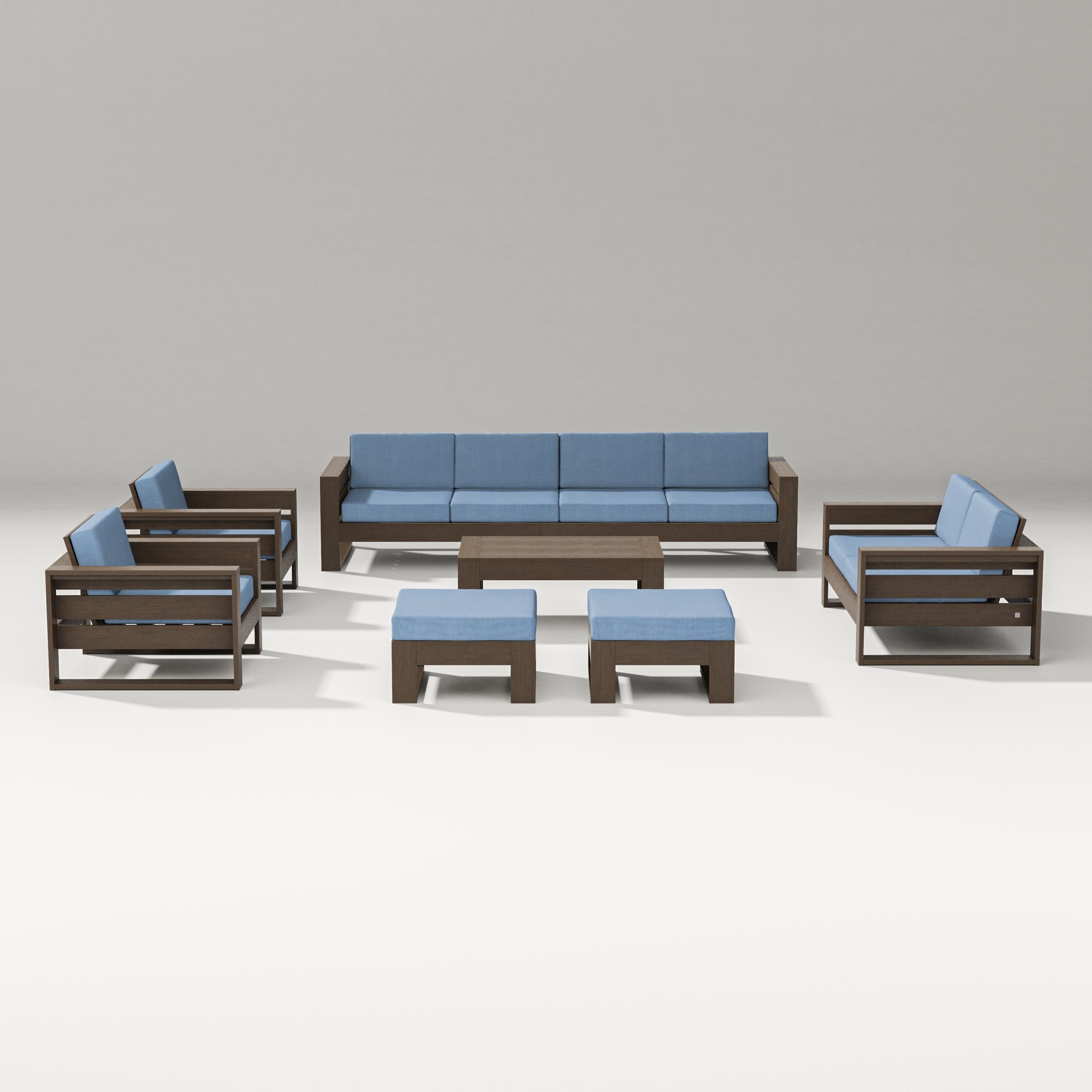 Latitude 8-Piece Lounge Sofa Set in Kona / Sky Blue