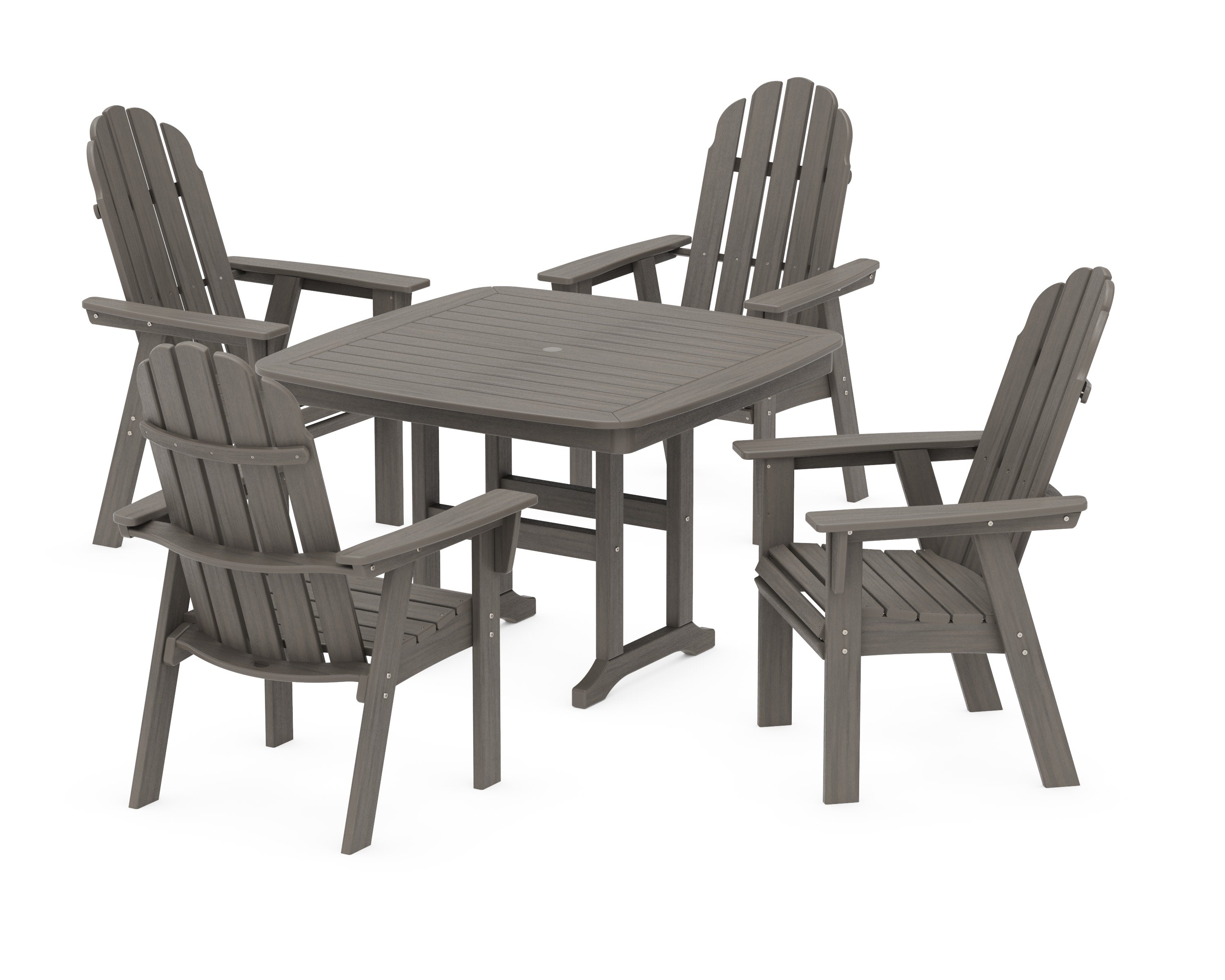 Vineyard Curveback Adirondack 5-Piece Dining Set in Driftwood