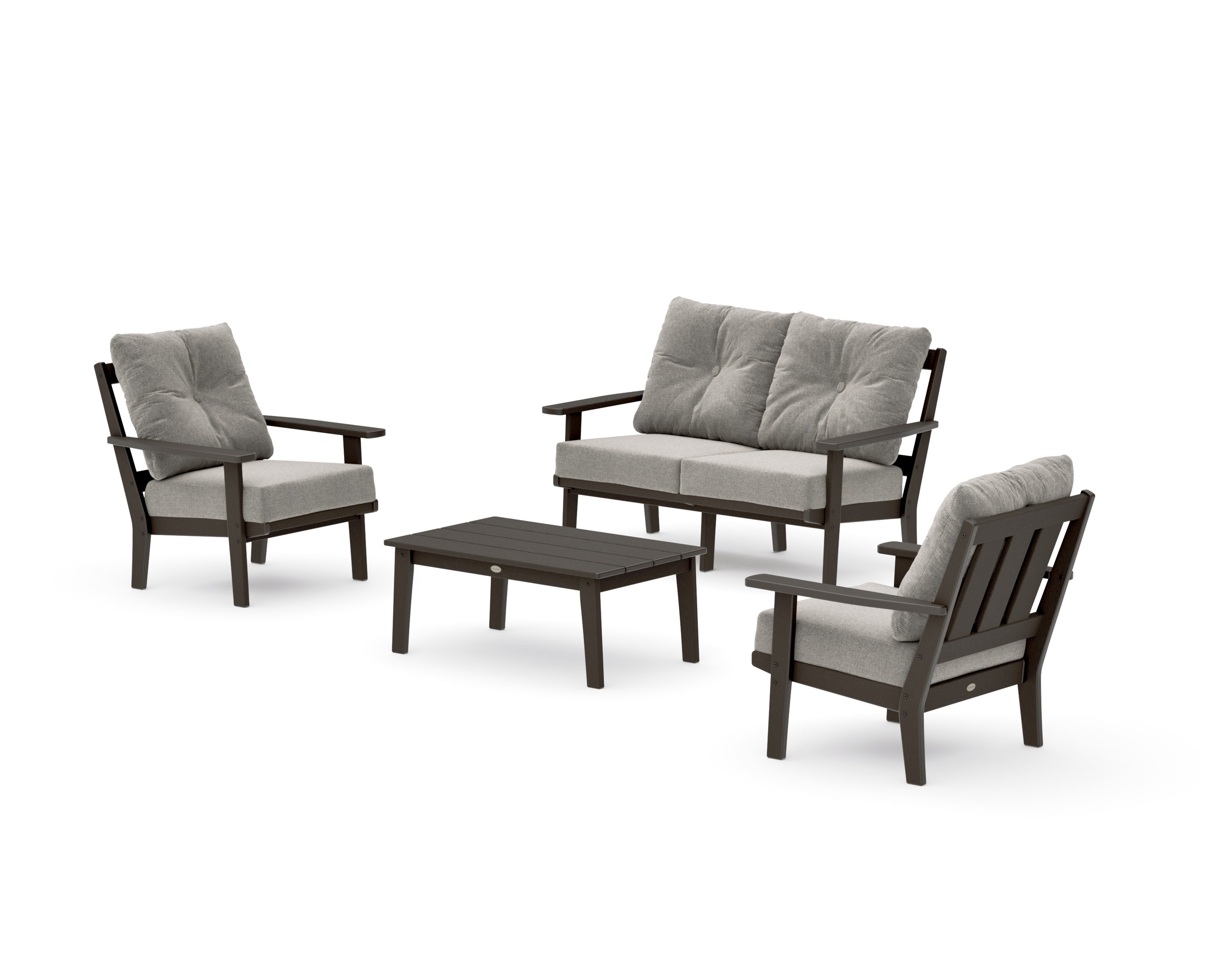 Oxford 4-Piece Deep Seating Set with Loveseat in Vintage Coffee / Weathered Tweed